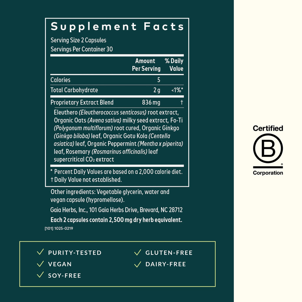 Gaia Herbs Mental Alertness - Brain Support Supplement for Focus & Memory* | 60 Vegan Liquid Phyto-Capsules (15-Day Supply)