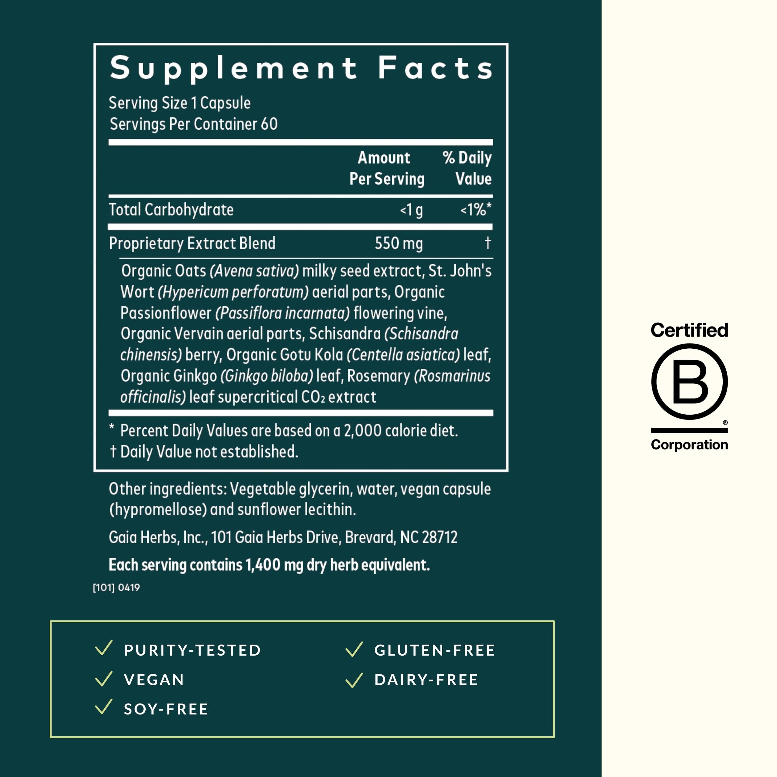 Gaia Herbs Emotional Balance - Stress Support - 60 Vegan Liquid Phyto-Capsules