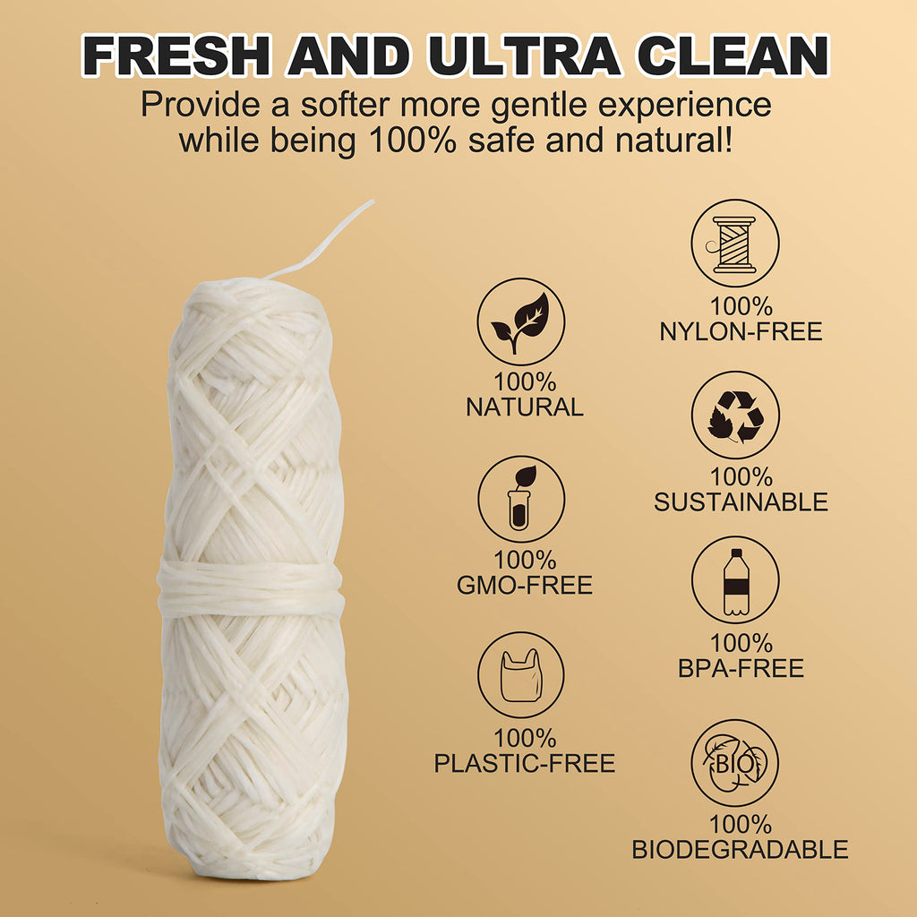 Gaia Guy Silk Dental Floss with Bamboo Holder – 2x33yds, Compostable Pure Silk, Refill & Reusable Case | Plastic-Free