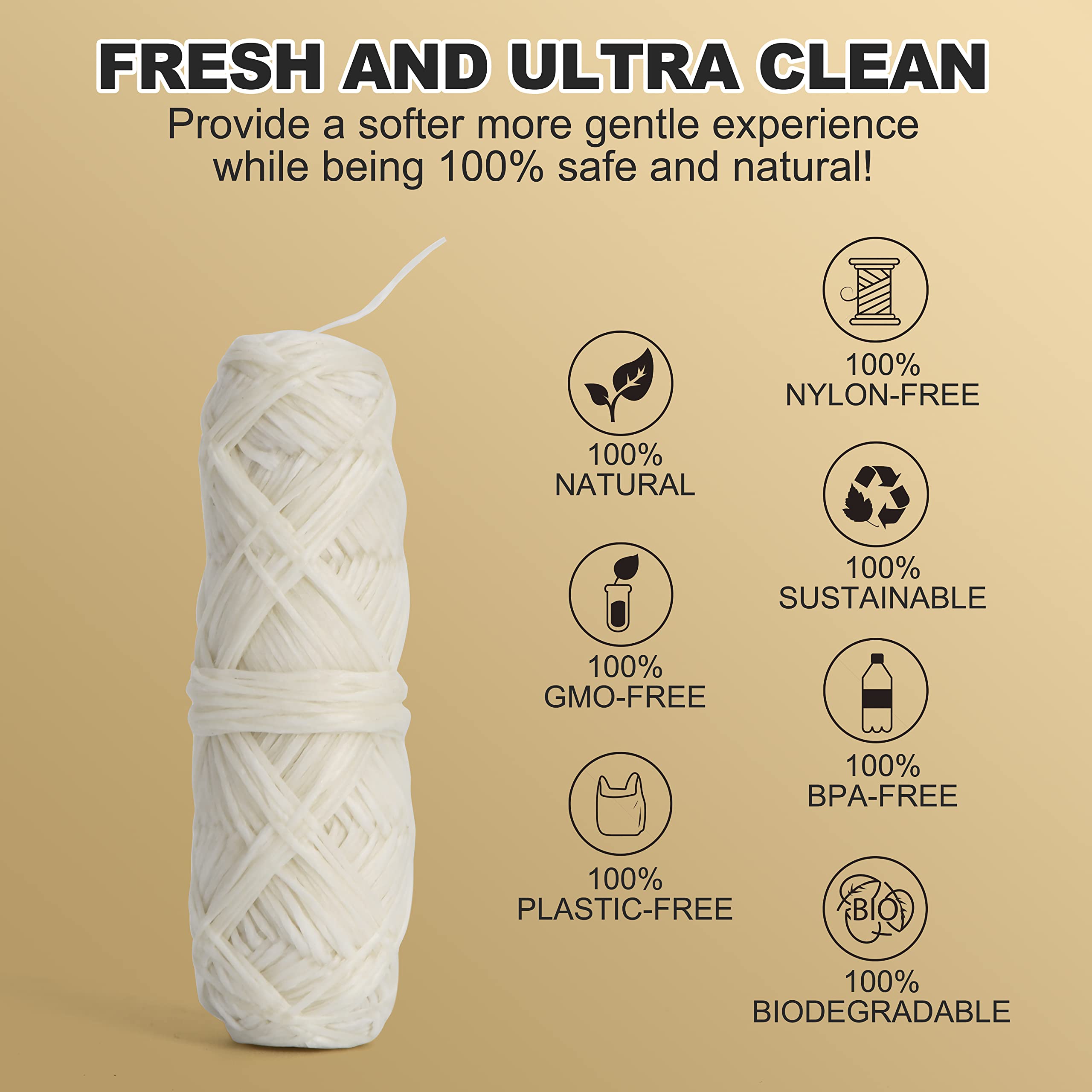 Gaia Guy Silk Dental Floss with Bamboo Holder – 2x33yds, Compostable Pure Silk, Refill & Reusable Case | Plastic-Free