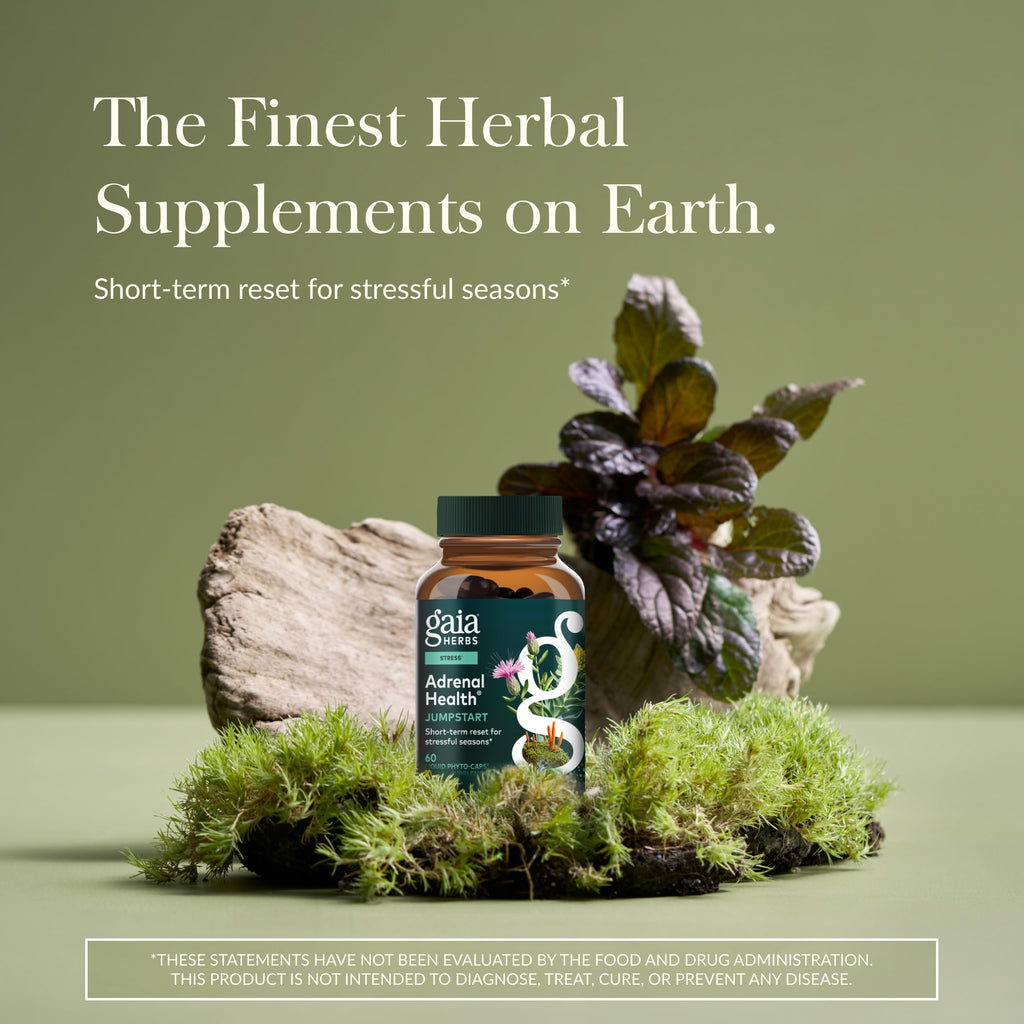 Gaia Herbs Adrenal Health Jumpstart | Adaptogenic Blend for Energy & Stress Support | 60 Vegan Liquid Phyto-Capsules