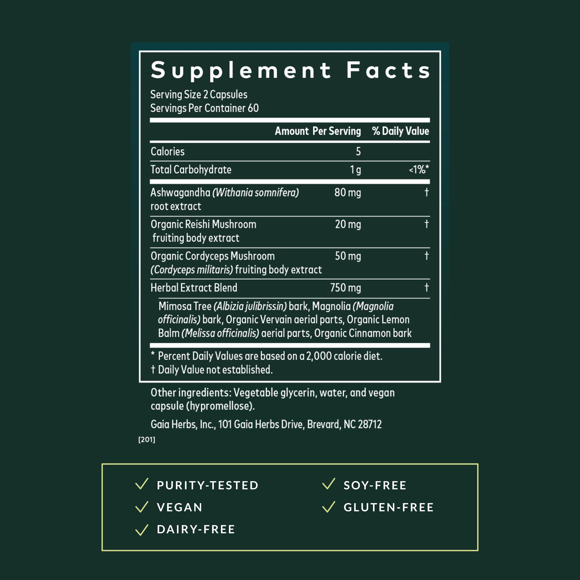 Gaia Herbs Adrenal Health Nightly Restore - Herbal Adrenal Support with Ashwagandha, Lemon Balm & Cordyceps | 120 Vegan Liquid Phyto-Caps (60 Servings)