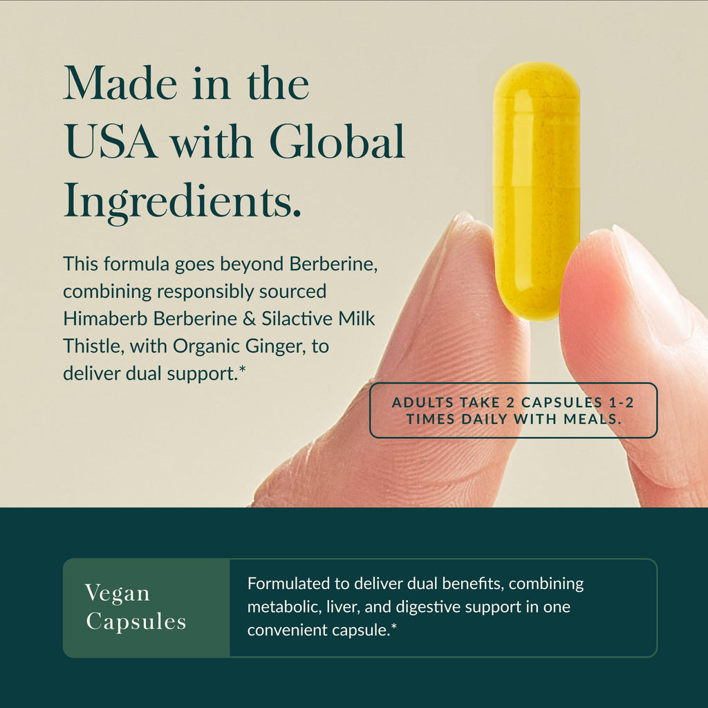Gaia Herbs Berberine & Milk Thistle — Liver Support, Metabolism & Digestive Wellness | 60 Vegan Capsules