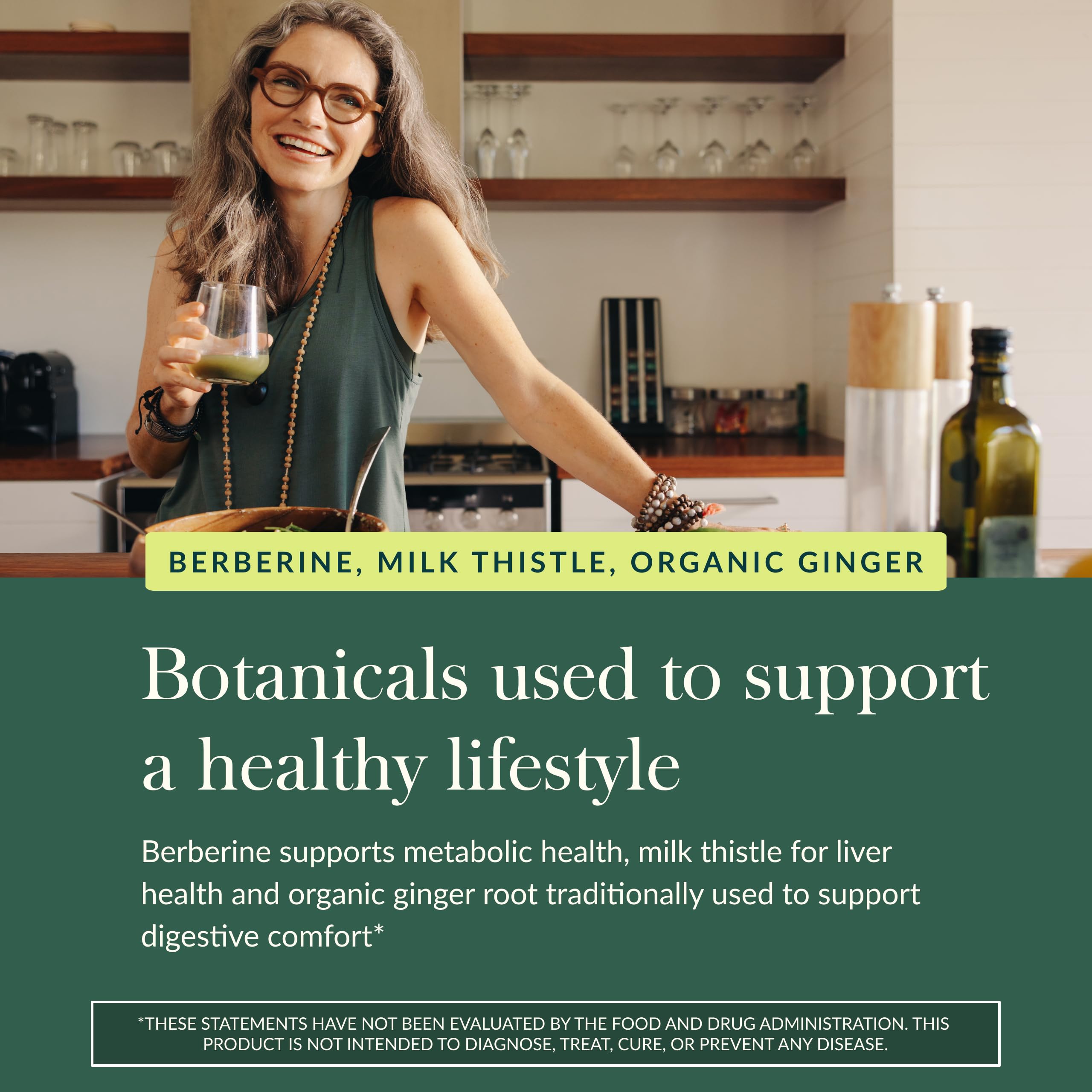 Gaia Herbs Berberine & Milk Thistle — Liver Support, Metabolism & Digestive Wellness | 60 Vegan Capsules