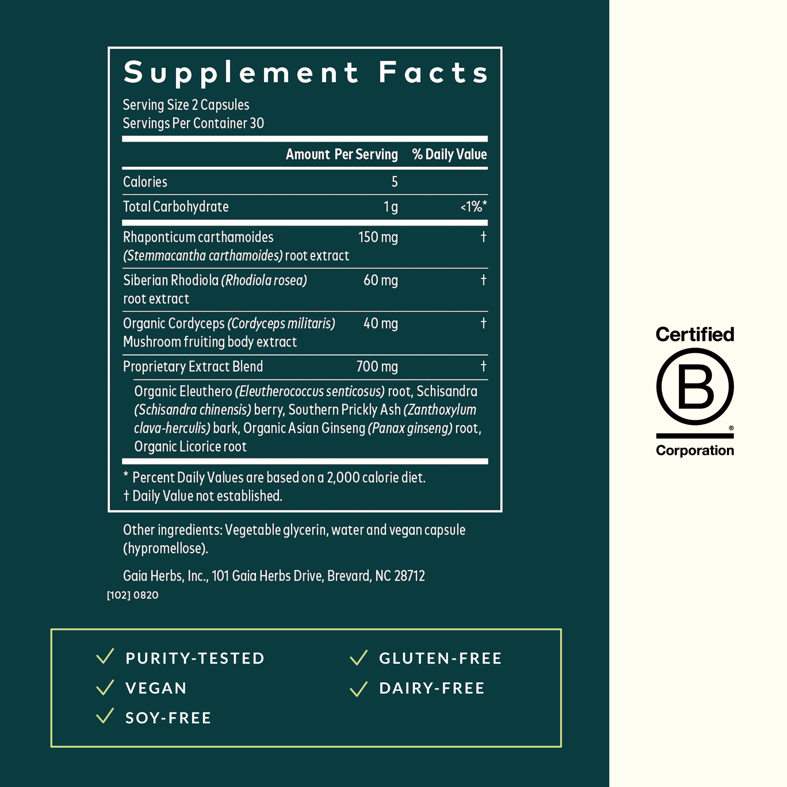 Gaia Herbs Adrenal Health Jumpstart | Adaptogenic Blend for Energy & Stress Support | 60 Vegan Liquid Phyto-Capsules