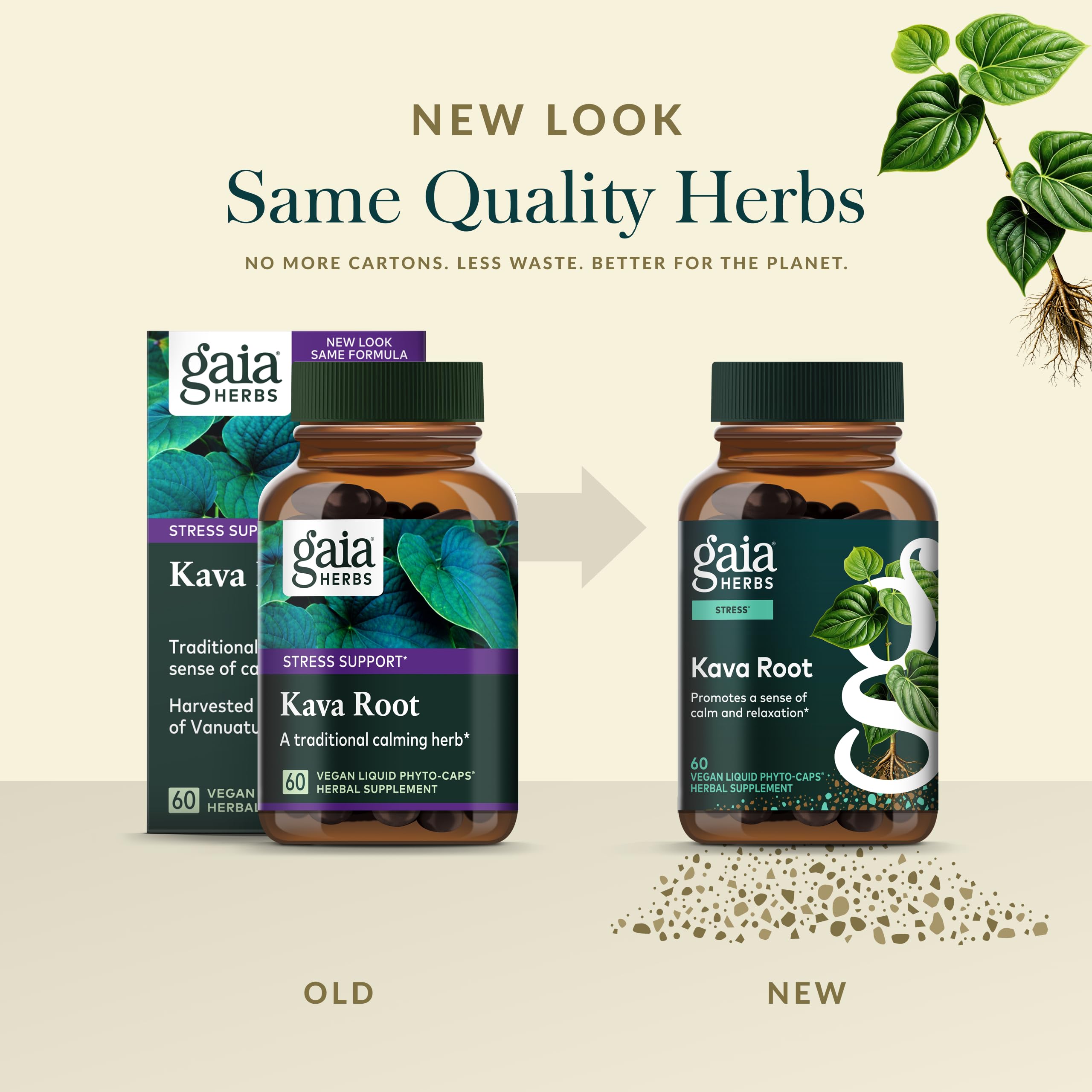 Gaia Herbs Kava Root - Calm & Relaxation (60 Vegan Caps)