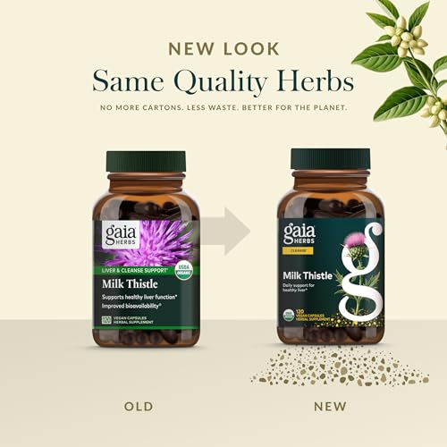 Gaia Herbs Milk Thistle - Liver Support Supplement | 120 Vegan Capsules