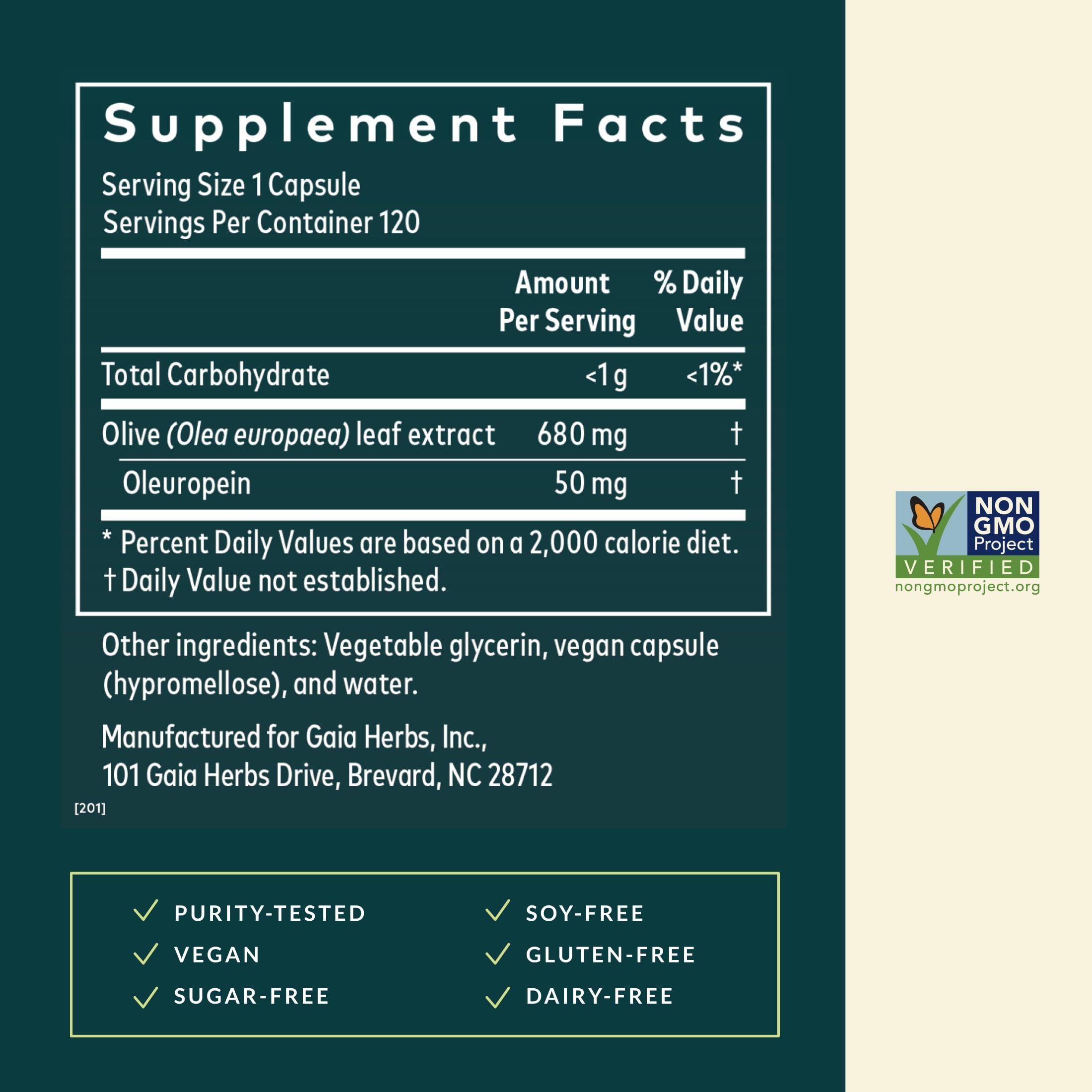Gaia Herbs Olive Leaf - Traditional Immune Support with Oleuropein | 120 Vegan Liquid Phyto-Caps
