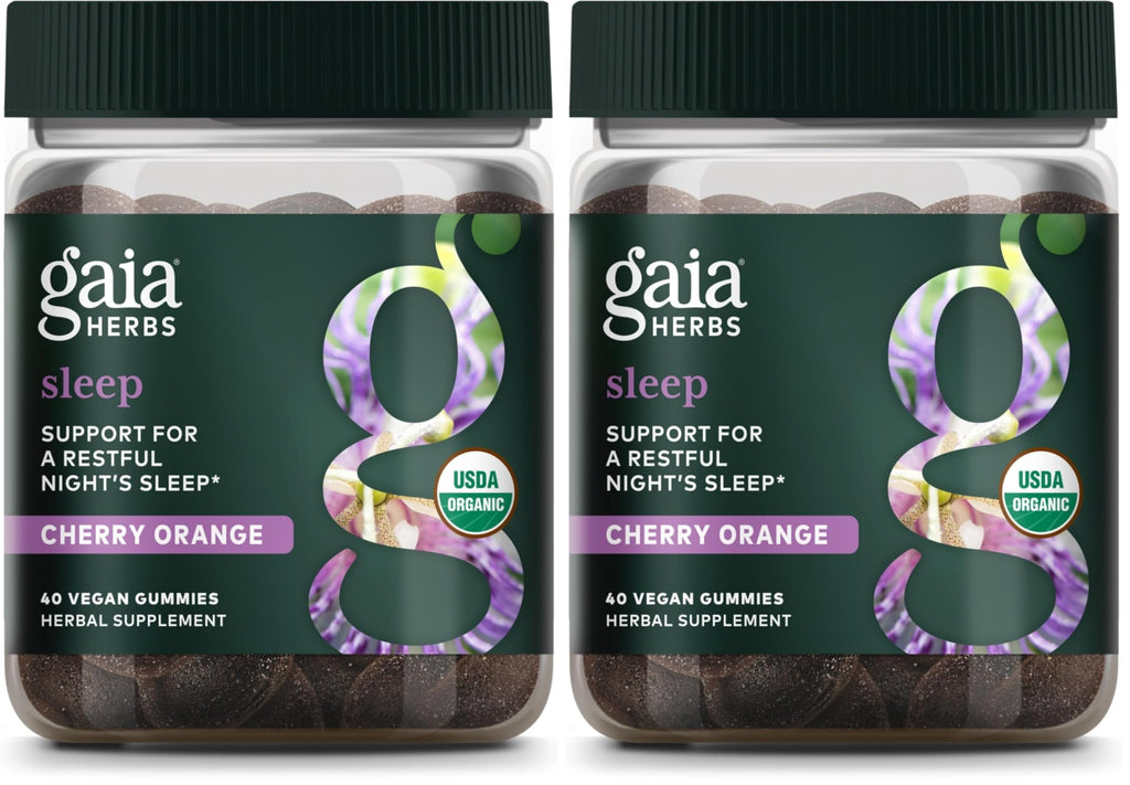 Gaia Herbs Organic Sleep Gummies – Sleep Support with Ashwagandha, Reishi, and Passionflower | 40 Count (Pack of 2)