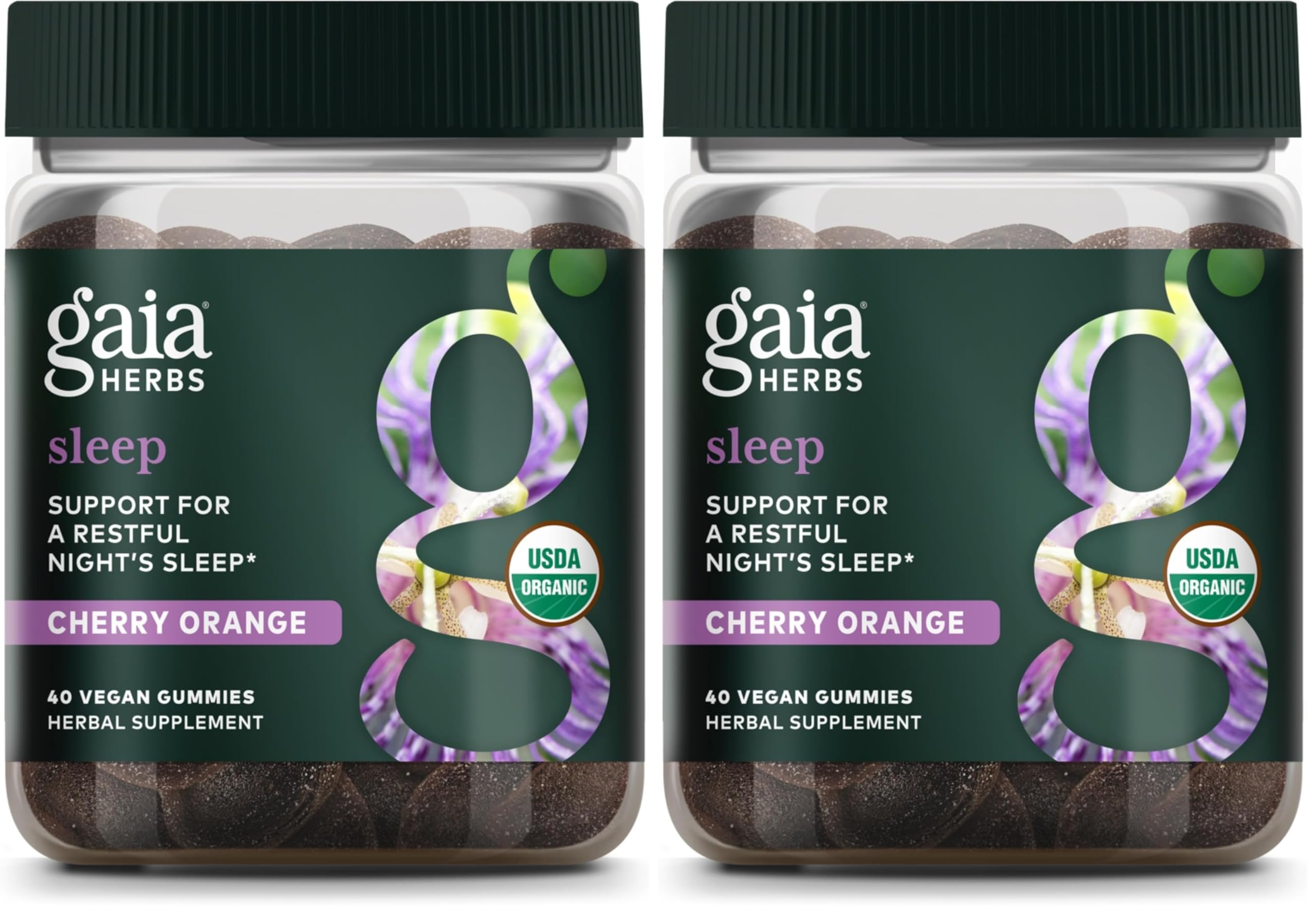 Gaia Herbs Organic Sleep Gummies – Sleep Support with Ashwagandha, Reishi, and Passionflower | 40 Count (Pack of 2)