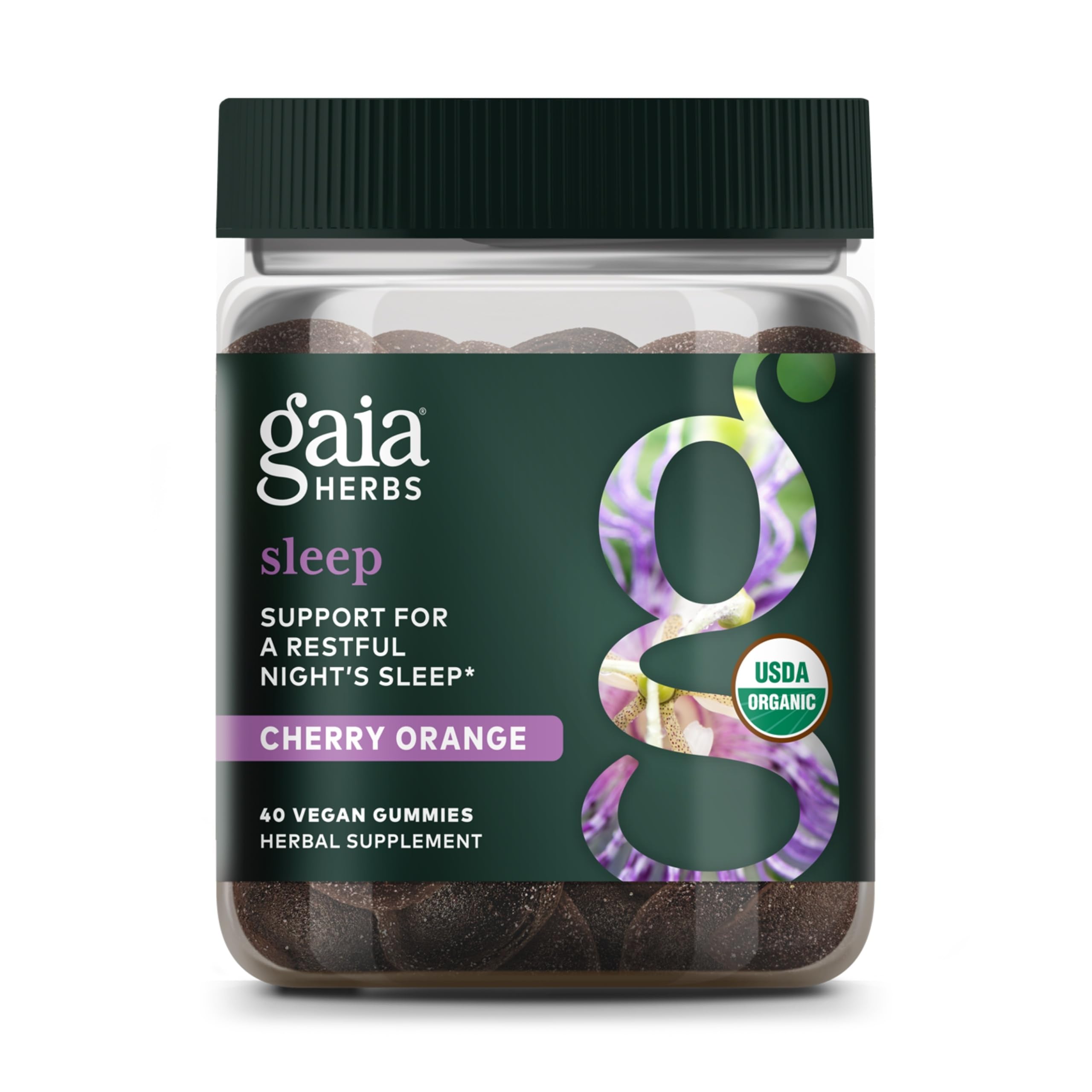 Gaia Herbs Organic Sleep Gummies - Ashwagandha, Reishi, Passionflower | 40 Count | Vegan