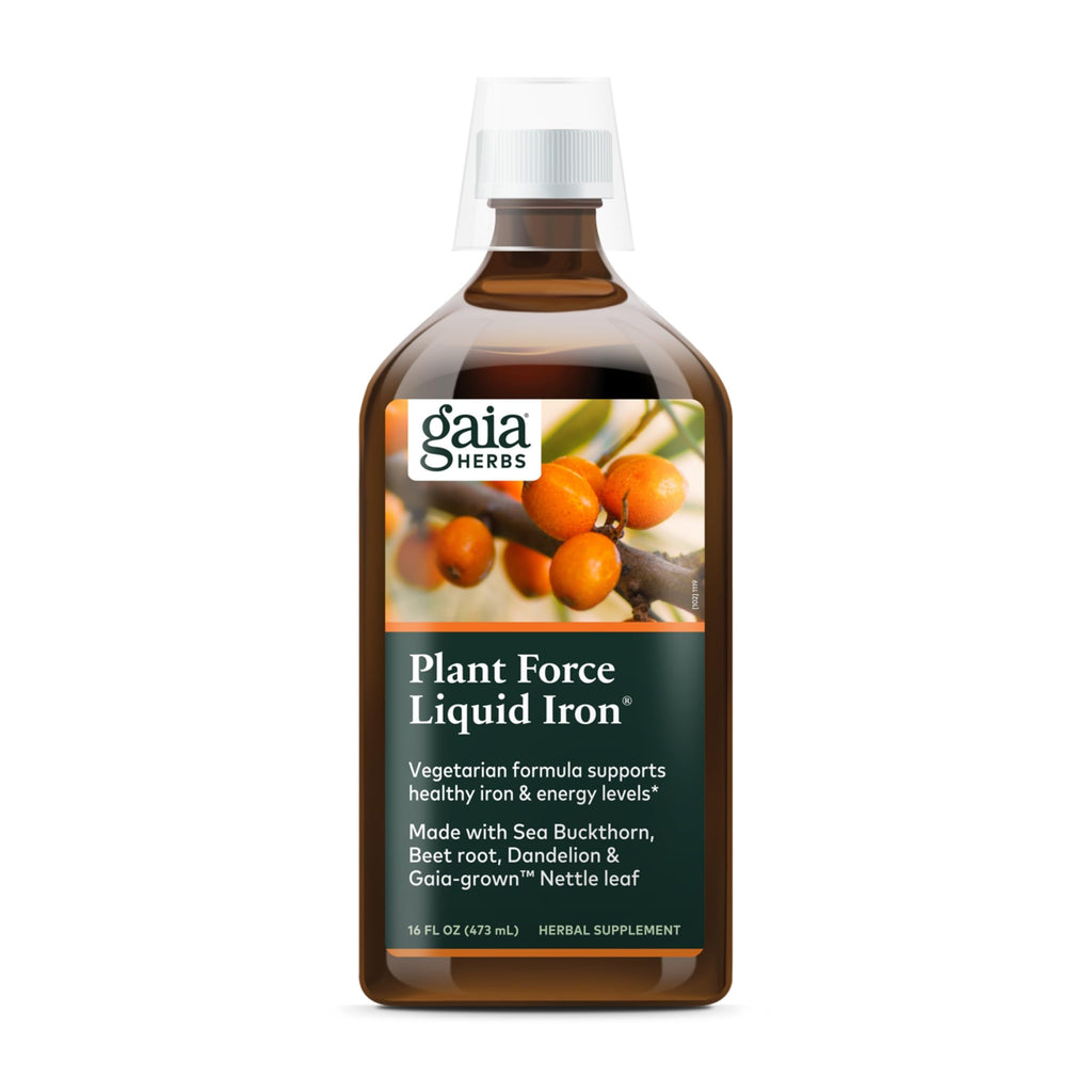 Gaia Herbs Plant Force Liquid Iron – Vegetarian Iron Supplement for Energy & Iron Support – 16 fl oz