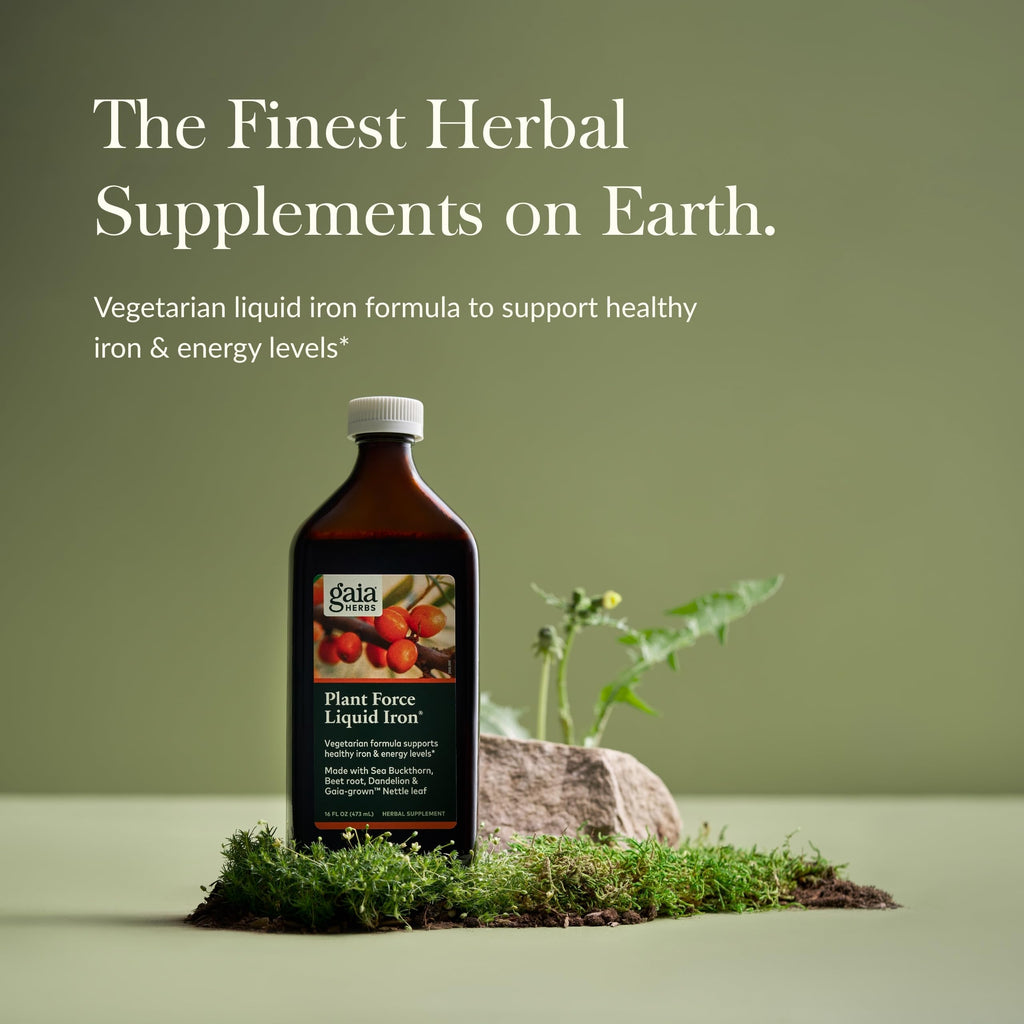 Gaia Herbs Plant Force Liquid Iron – Vegetarian Iron Supplement for Energy & Iron Support – 16 fl oz