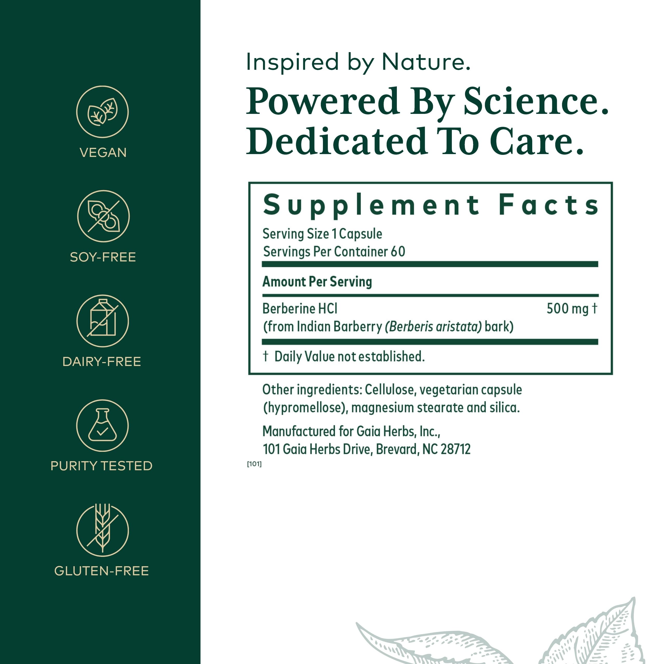 GAIA HERBS PRO Berberine Metabolic - Berberine HCI Supplement, Vegan, Gluten-Free | 60 Capsules