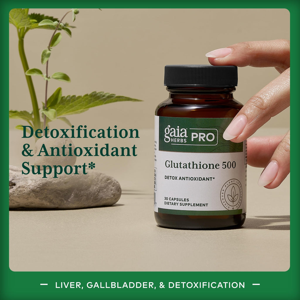 GAIA HERBS PRO Glutathione 500 - Antioxidant Support | 30 Servings | Vegan & Gluten-Free