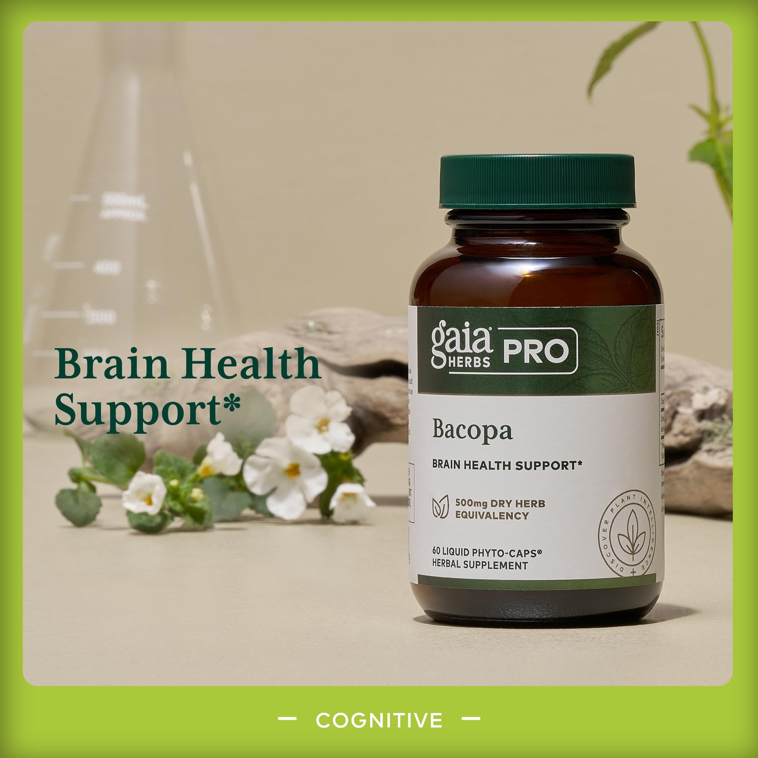 GAIA HERBS PRO Bacopa – Brain Health & Nootropic Support – 60 Liquid Phyto-Caps (30 Servings)