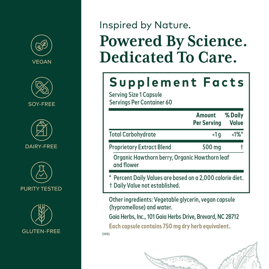 GAIA HERBS PRO Hawthorn – Cardiovascular & Circulation Support – Organic Hawthorn Berry, 60 Liquid Phyto-Capsules