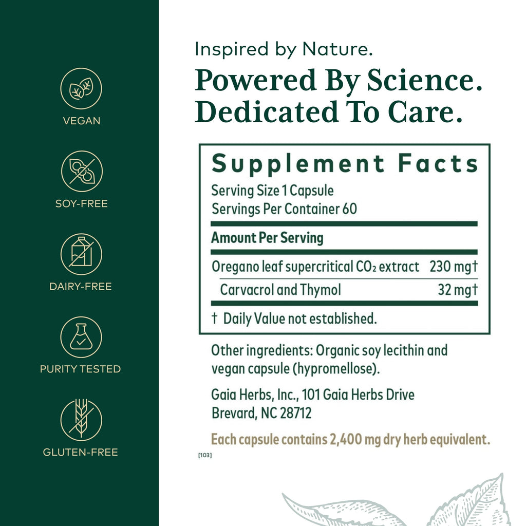 GAIA HERBS PRO Oil of Oregano – Immune Support & Gut Health, 60 Vegan Capsules