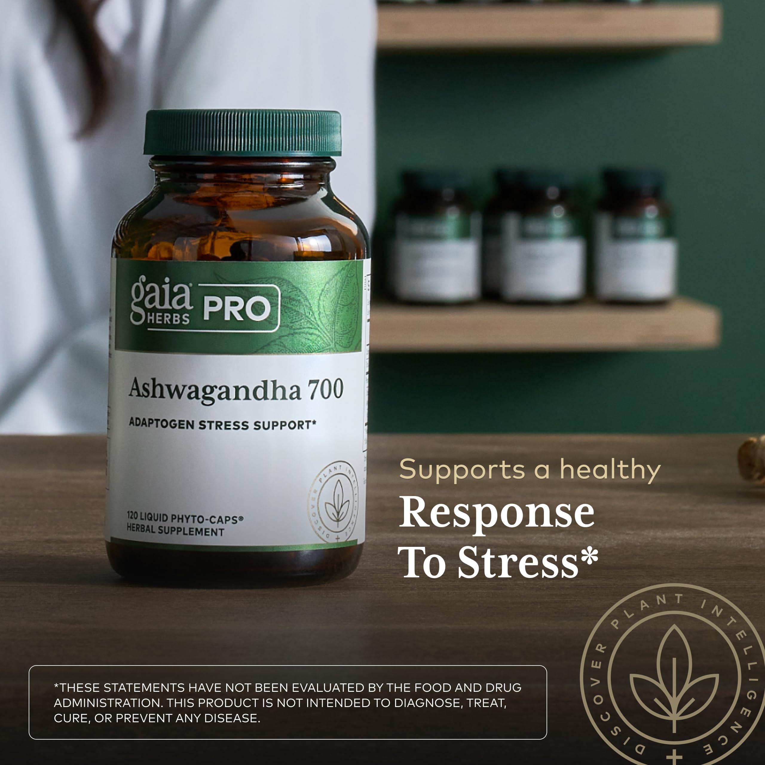 GAIA HERBS PRO Ashwagandha 700 - Immune Support & Calm, 120 Liquid Phyto-Caps (60 Servings)
