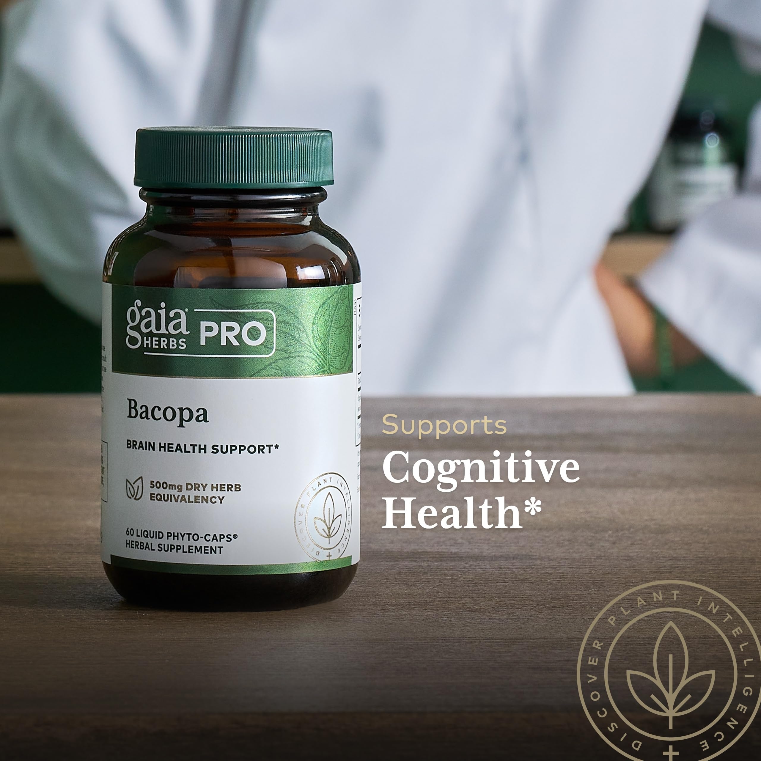 GAIA HERBS PRO Bacopa – Brain Health & Nootropic Support – 60 Liquid Phyto-Caps (30 Servings)