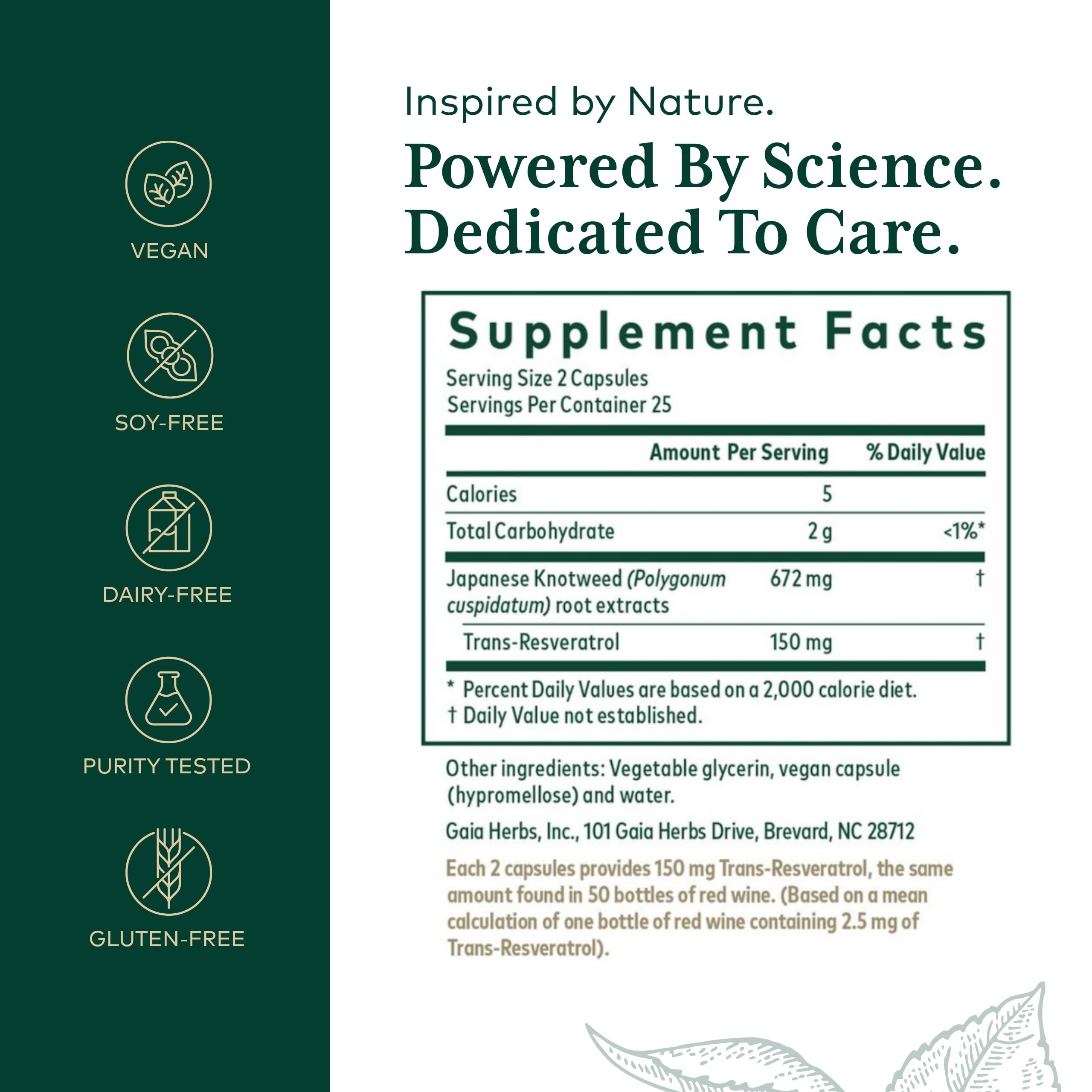 Gaia Herbs PRO Resveratrol 150 – Heart Health & Immune Support (Vegan, Soy-Free, Gluten-Free) | 50 Liquid Phyto-Caps