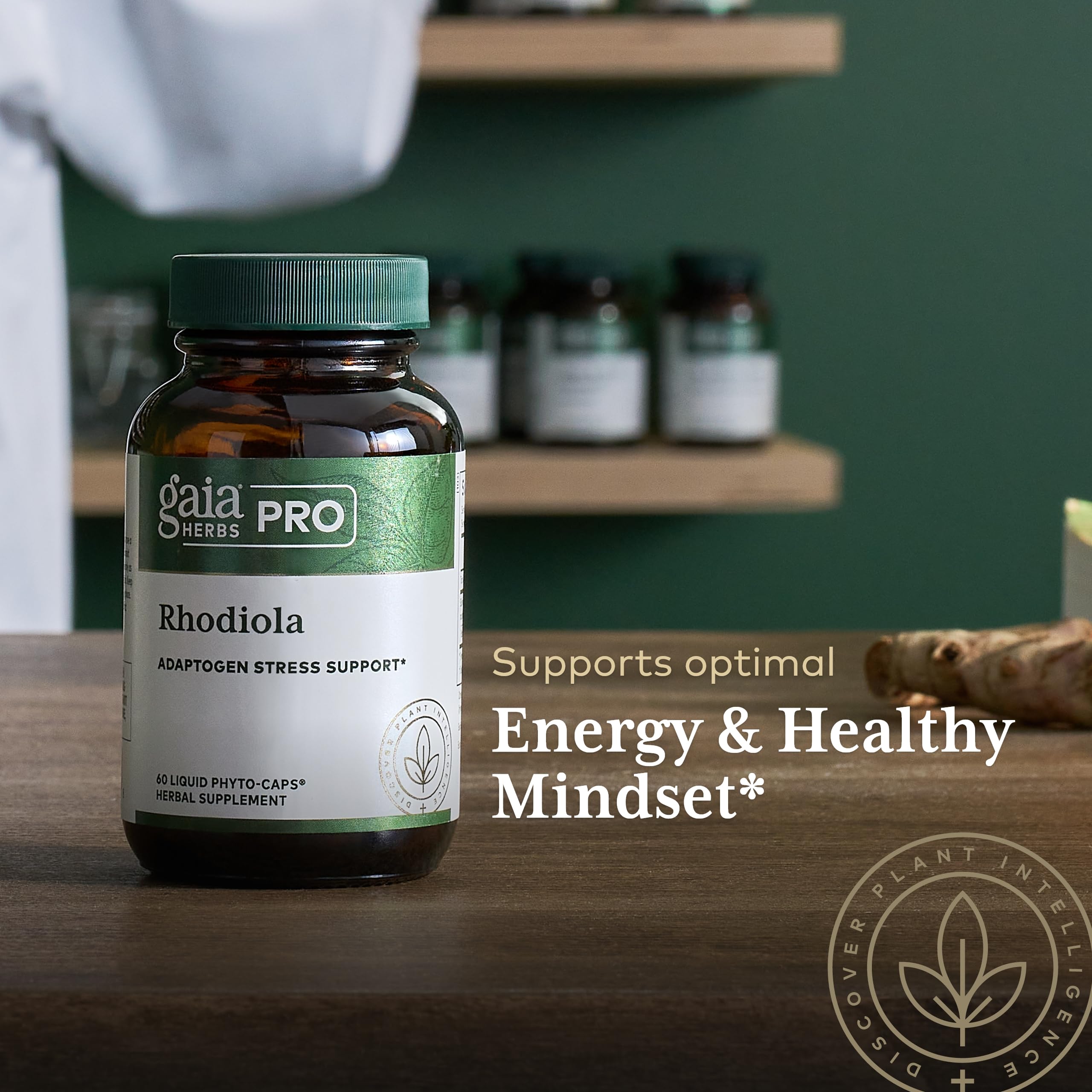 GAIA HERBS PRO Rhodiola - Energy Support Supplement - Adaptogen with Rhodiola Root Extract - Vegan Gluten-Free Soy-Free - 60 Phyto-Caps (30 Servings)