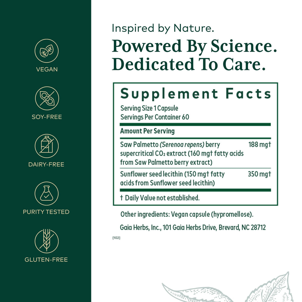 GAIA HERBS PRO Saw Palmetto PRO – Prostate Support, 60 Caps, Vegan