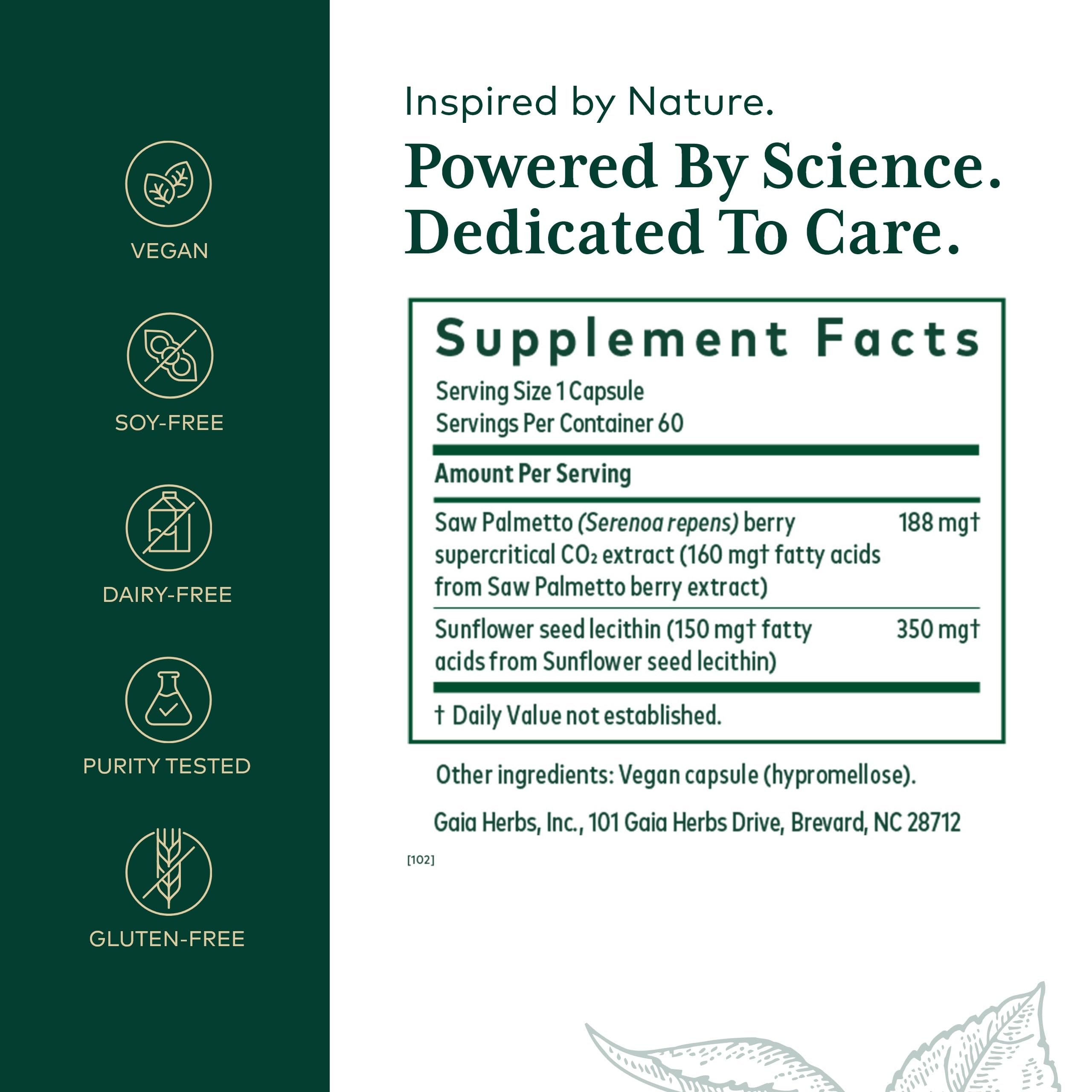 GAIA HERBS PRO Saw Palmetto PRO – Prostate Support, 60 Caps, Vegan