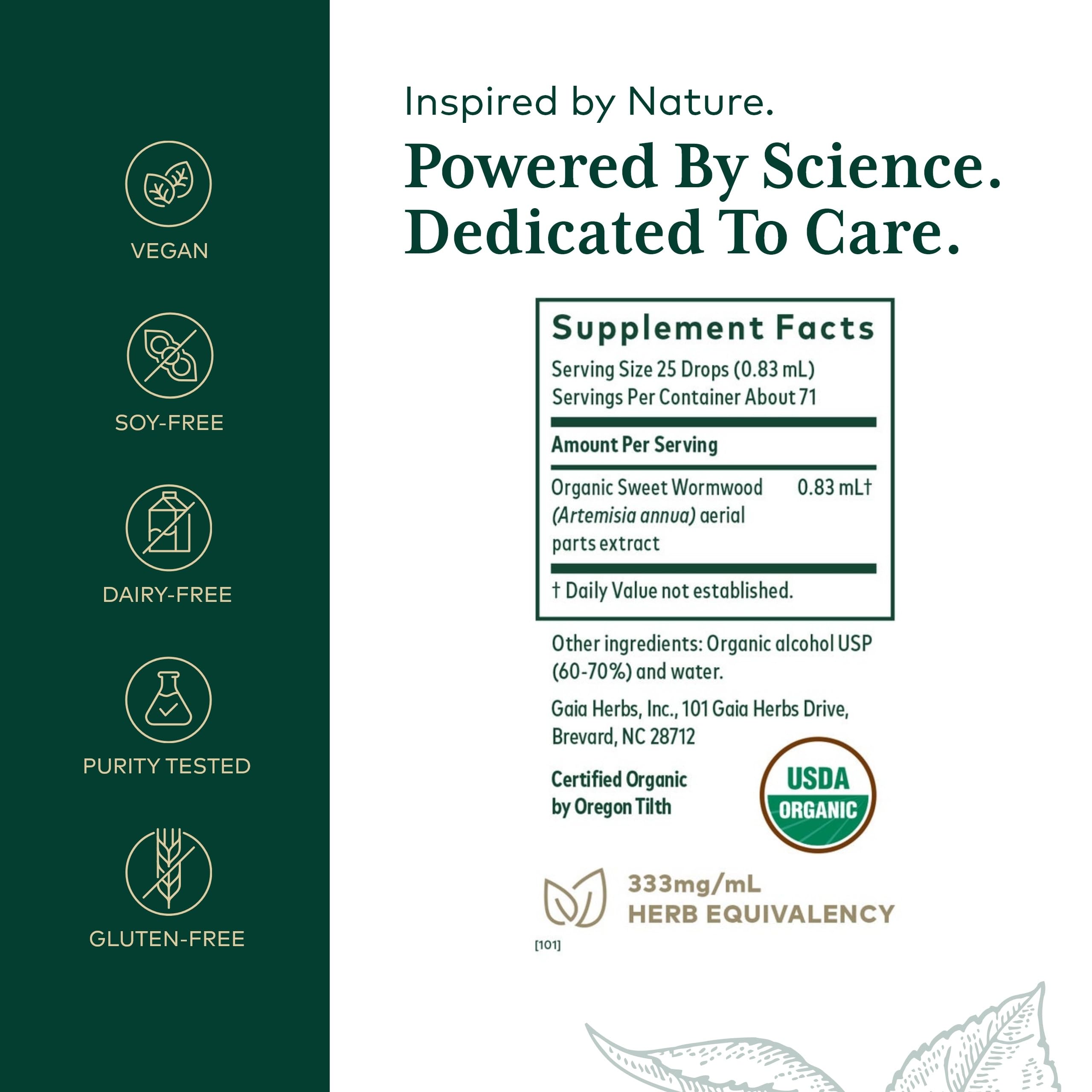 Gaia Herbs Pro Sweet Wormwood - Digestive Health & Elimination Support | 2 fl oz (71 Servings) - Vegan, Gluten-Free & Dairy-Free