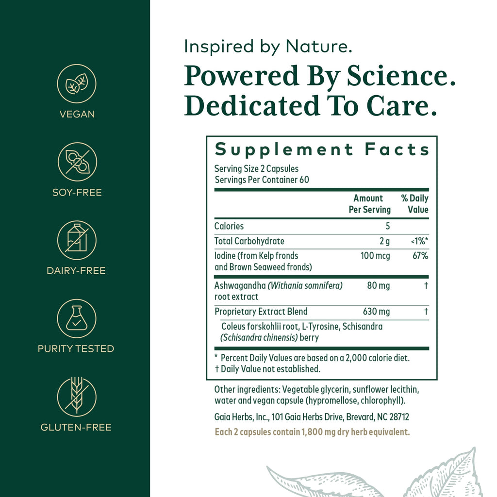Gaia Herbs Pro Thyroid Formula – Supports Cardiovascular & Metabolic Health – 120 Liquid Phyto-Caps (60 Servings) – Vegan & Gluten-Free
