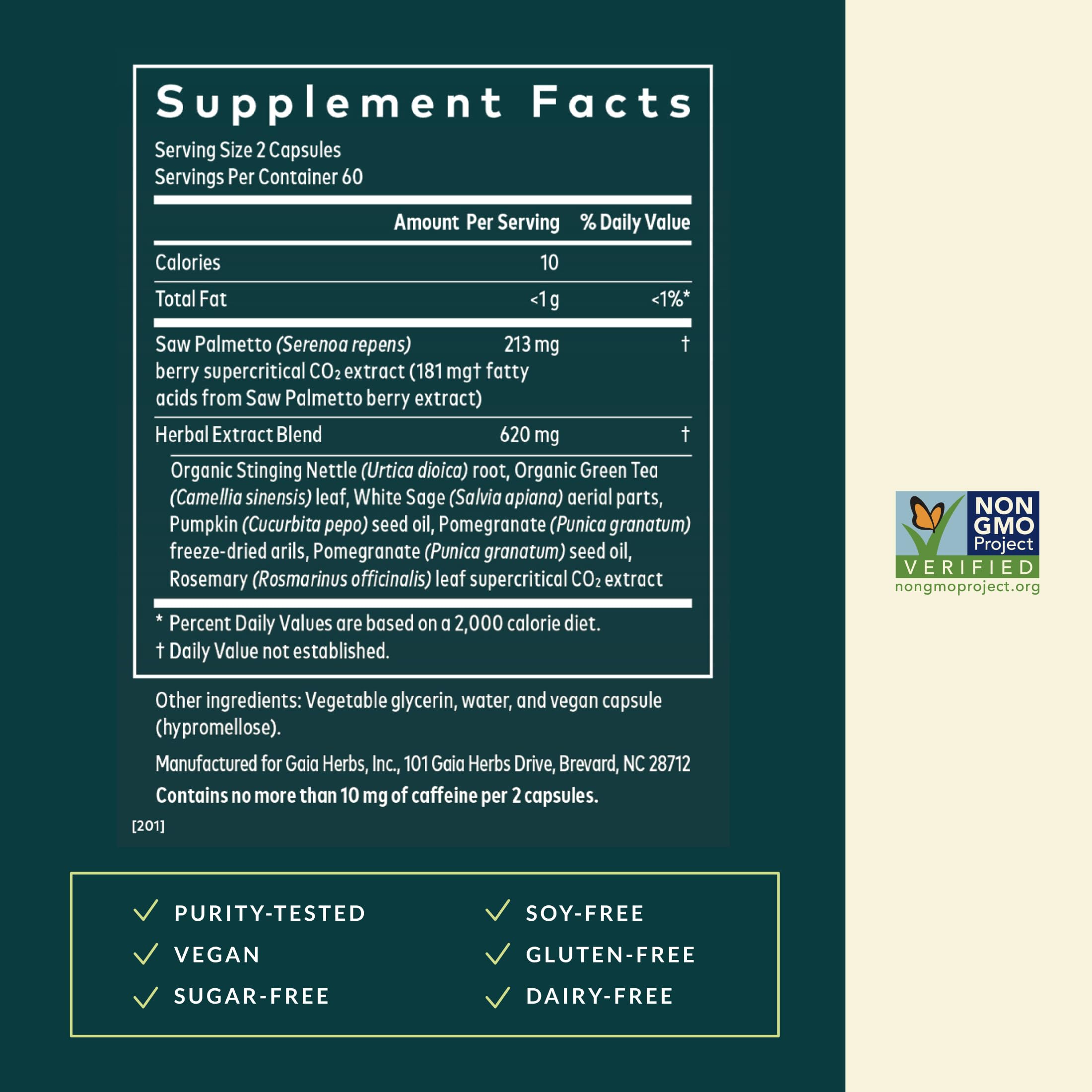 Gaia Herbs Prostate Health - Supports Prostate Function with Saw Palmetto, Green Tea, Nettle Root & White Sage - 120 Vegan Liquid Phyto-Caps (60 Servings)