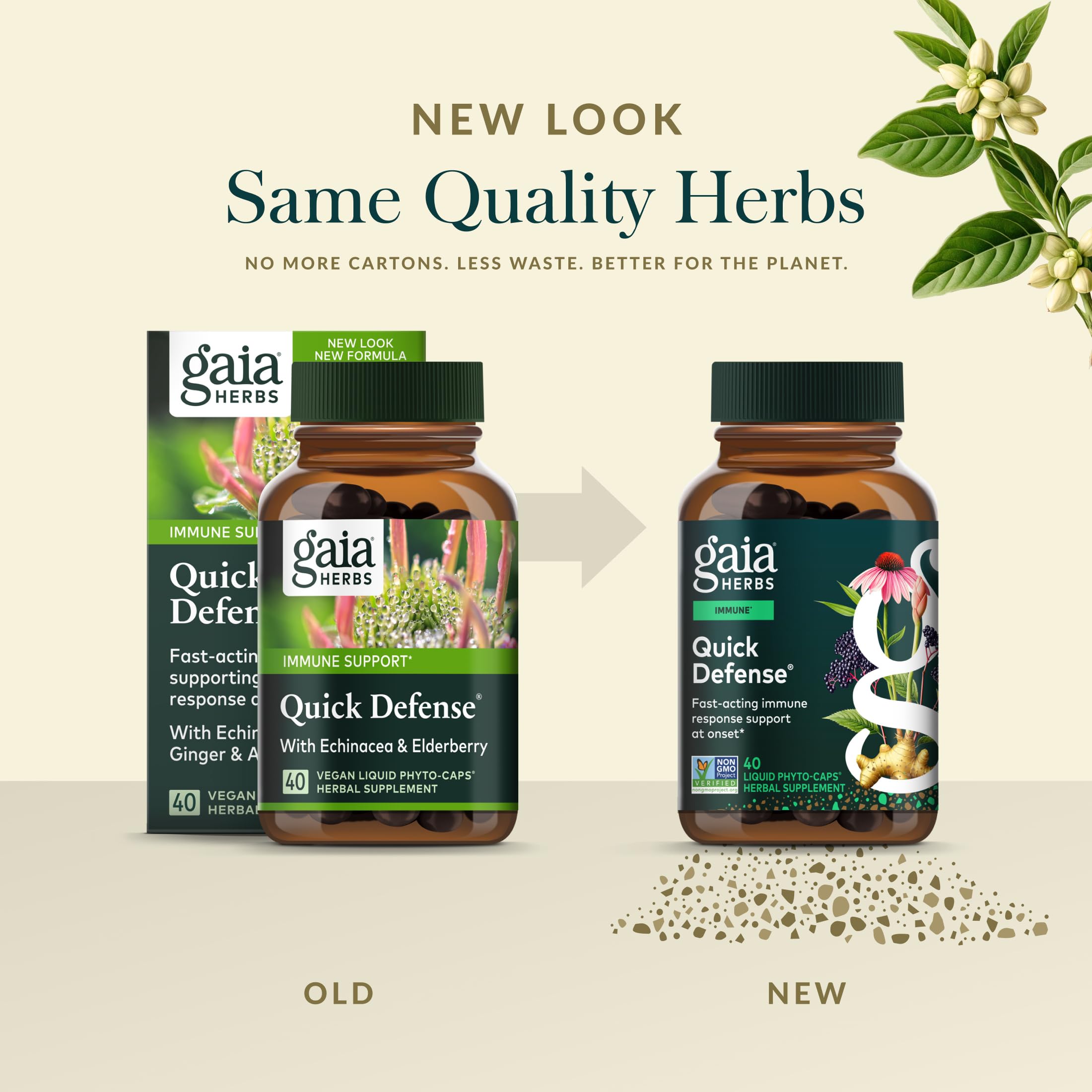 Gaia Herbs Quick Defense - Fast-Acting Immune Support (40 Vegan Liquid Phyto-Caps)