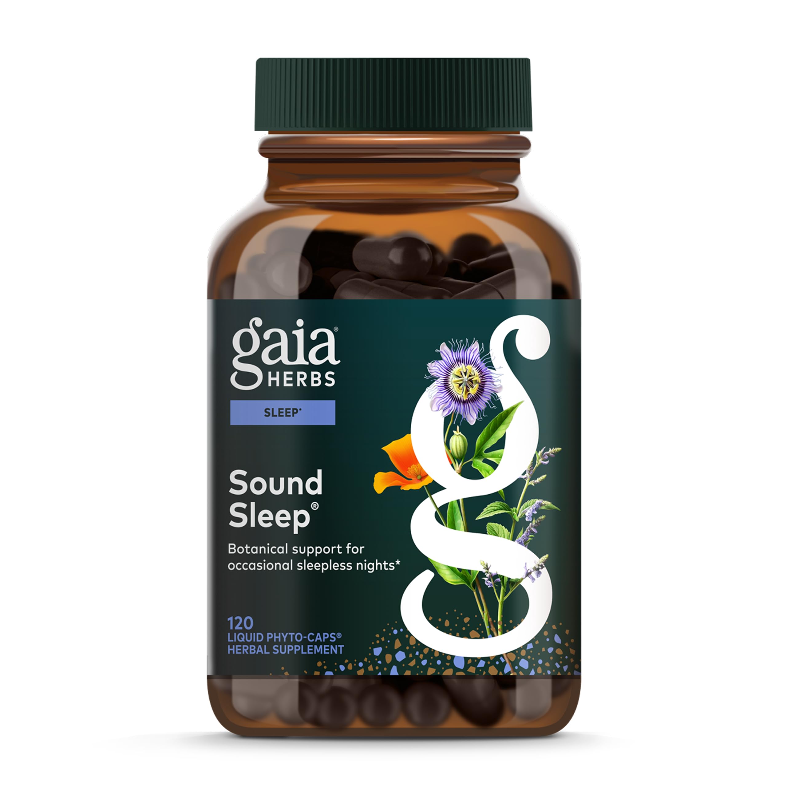Gaia Herbs Sound Sleep – Herbal Sleep Support with Valerian & Passionflower | 120 Vegan Liquid Phytocapsules