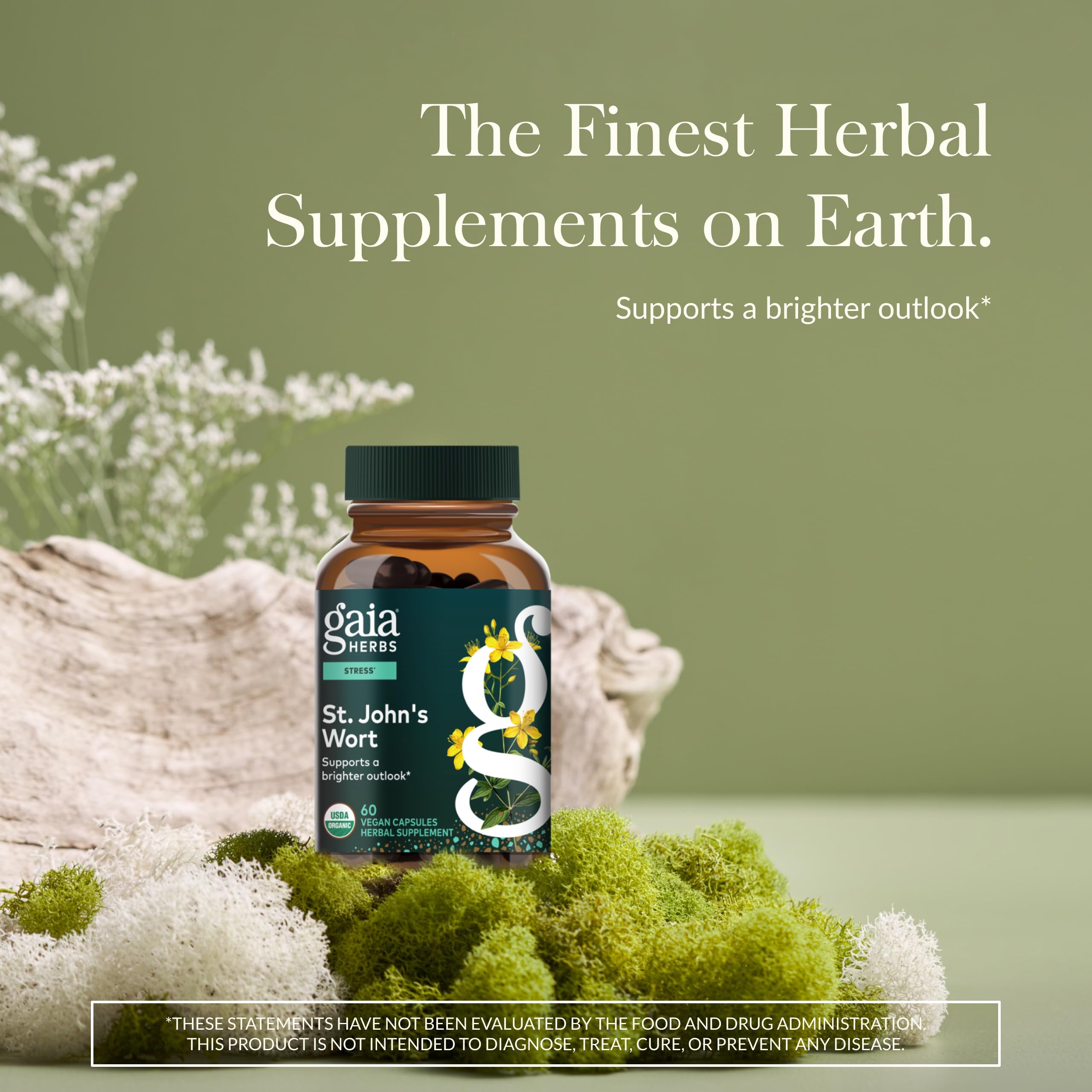 Gaia Herbs St. John's Wort - Stress Support Supplement* - 60 Vegan Capsules (20-Day Supply)