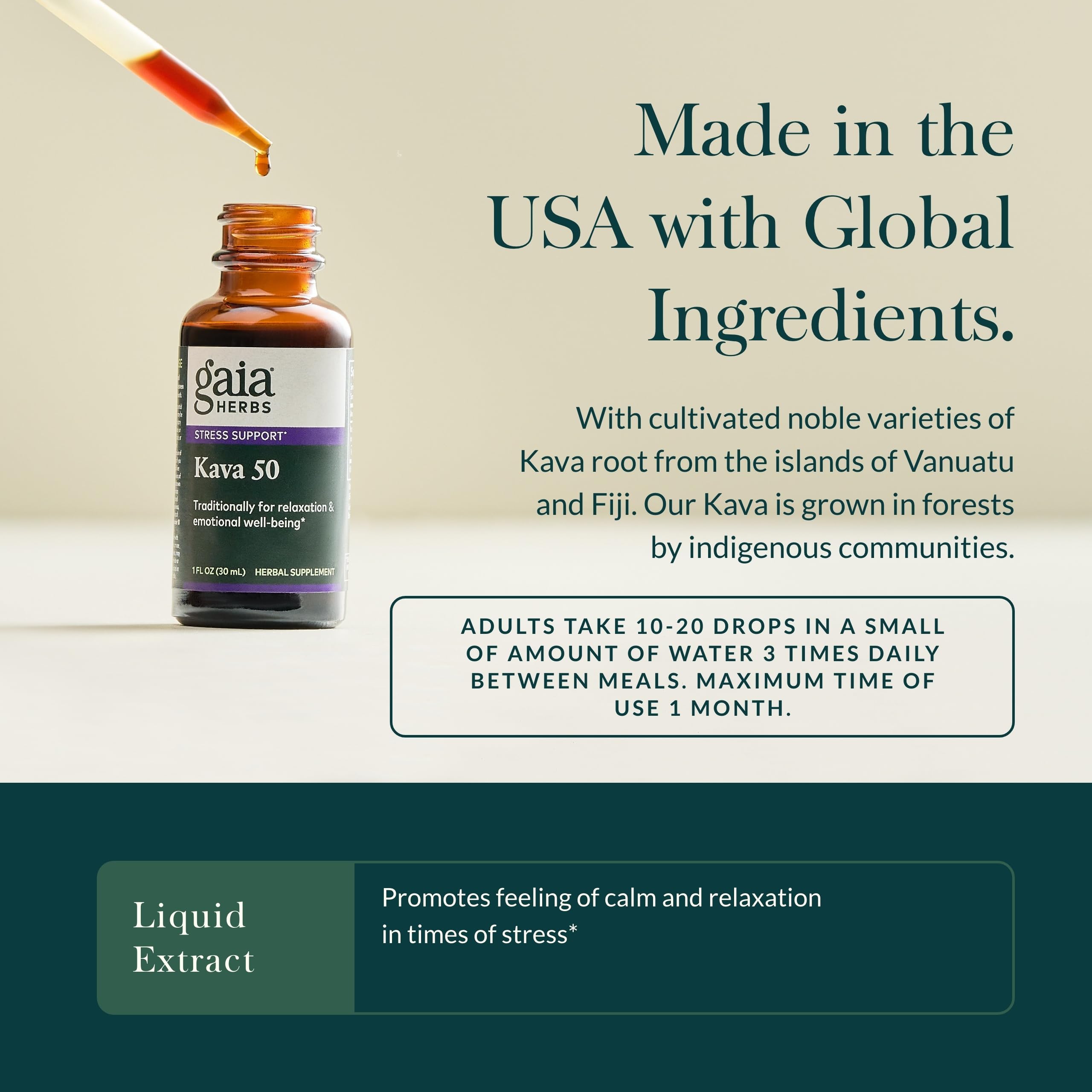 Gaia Herbs Kava Root Extra Strength – Calm & Emotional Wellness (1 oz, 20-Day Supply)