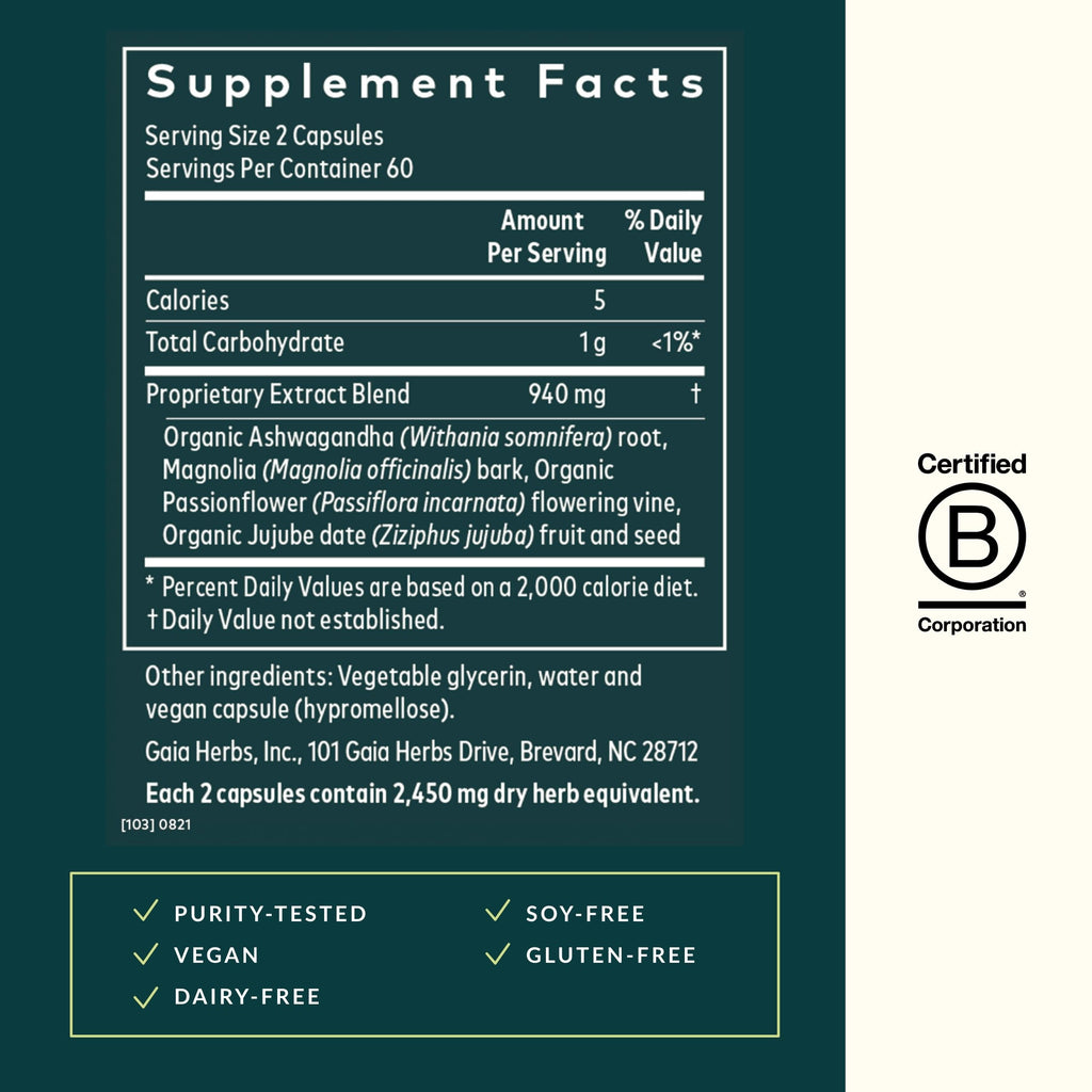 Gaia Herbs SleepThru – Sleep Support with Ashwagandha, Magnolia Bark, Passionflower & Jujube Date | 120 Vegan Liquid Phyto-Caps (60 Servings)
