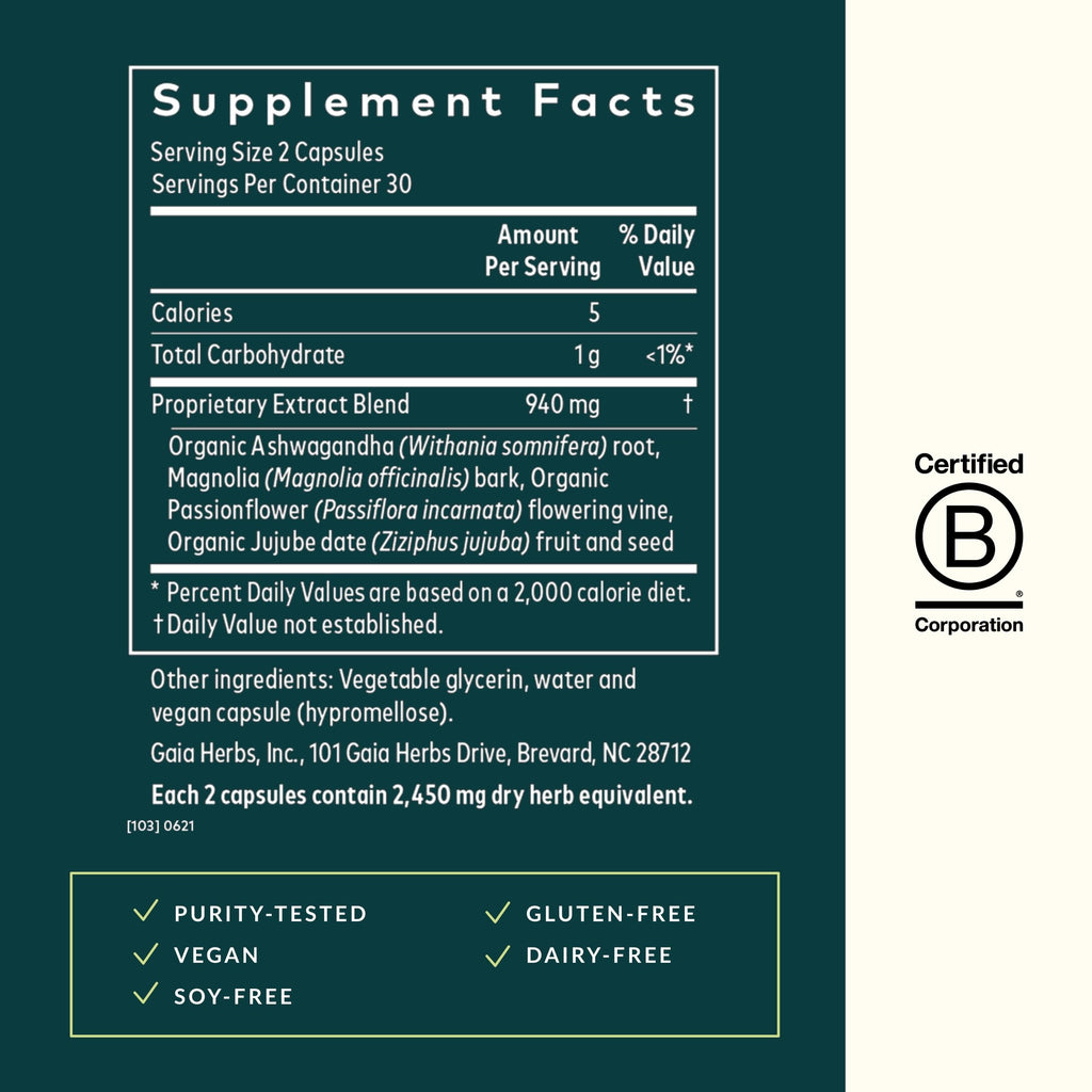 Gaia Herbs SleepThru Sleep Support – Ashwagandha, Magnolia Bark, Passionflower & Jujube Date | 60 Vegan Liquid Phyto-Capsules