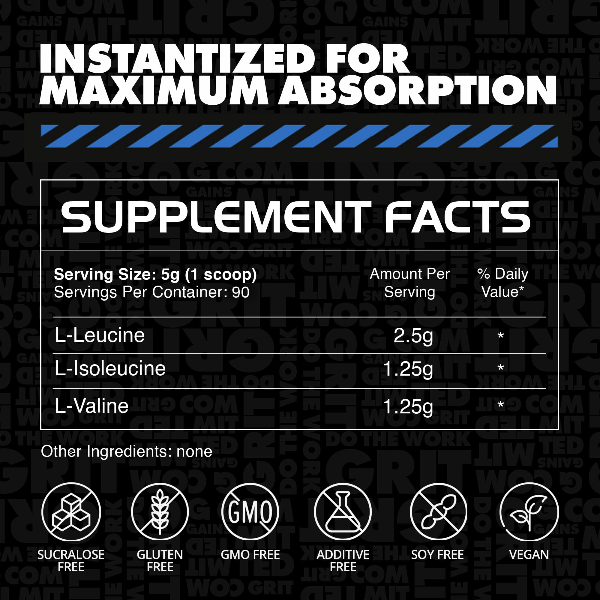 Gains in Bulk Plant-Based BCAA Powder – Vegan, Gluten-Free, Unflavored