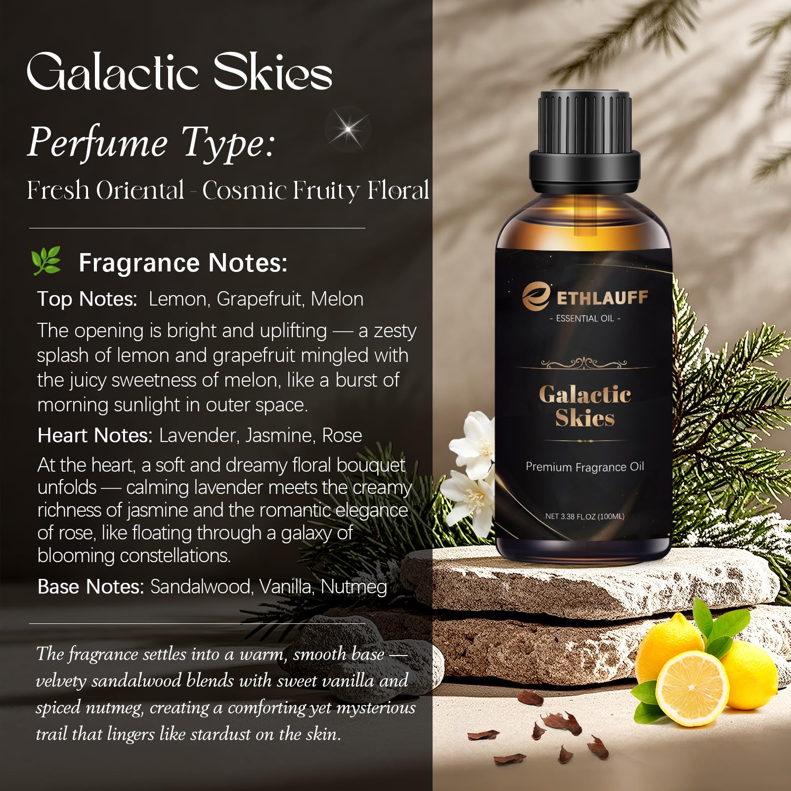 Mens Cologne Fragrance Oil 3.38 FL OZ – Galactic Skies Scented Oil for Candles, Soaps & Diffusers