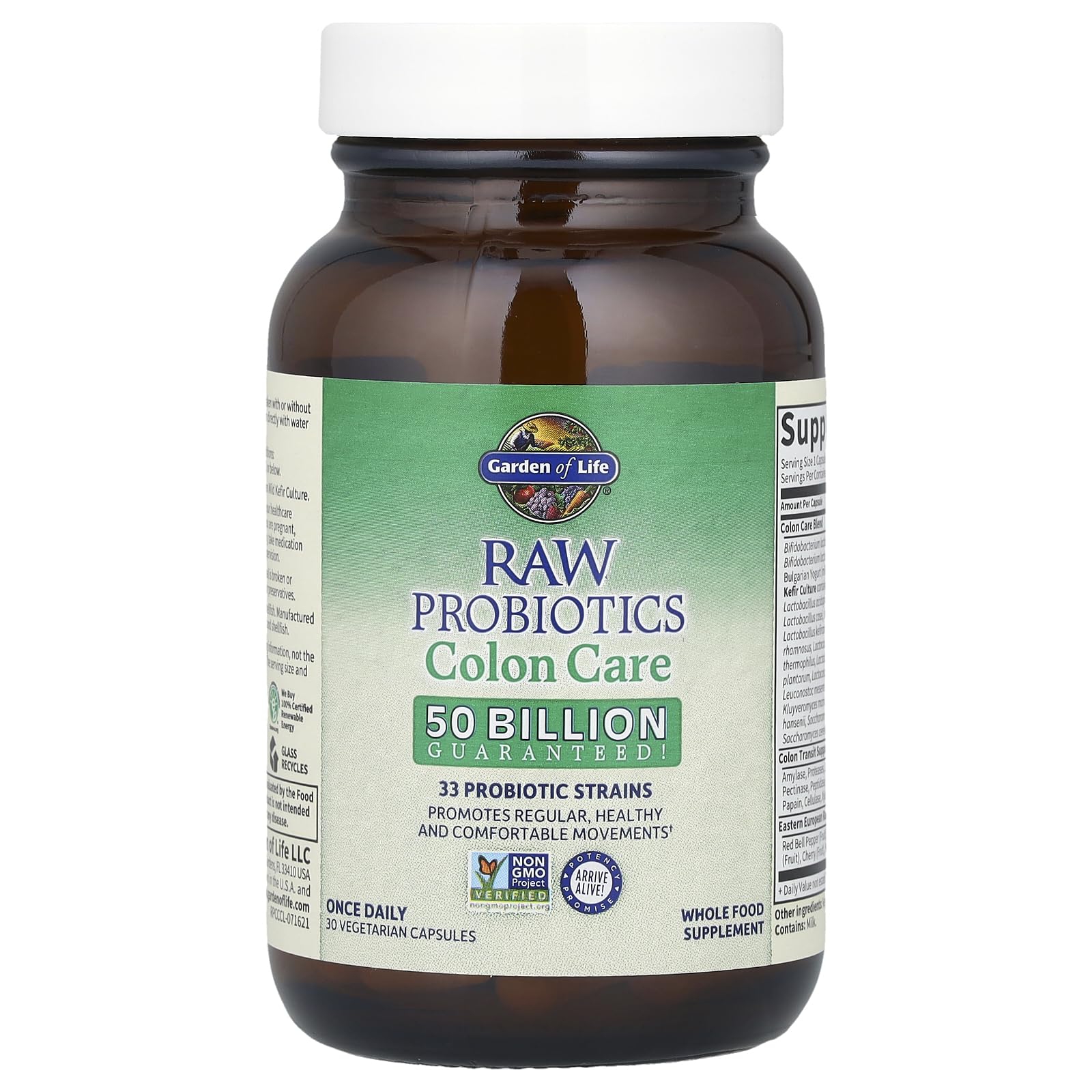 Garden of Life Raw Probiotics Colon Care - 50B CFU, 30 Capsules