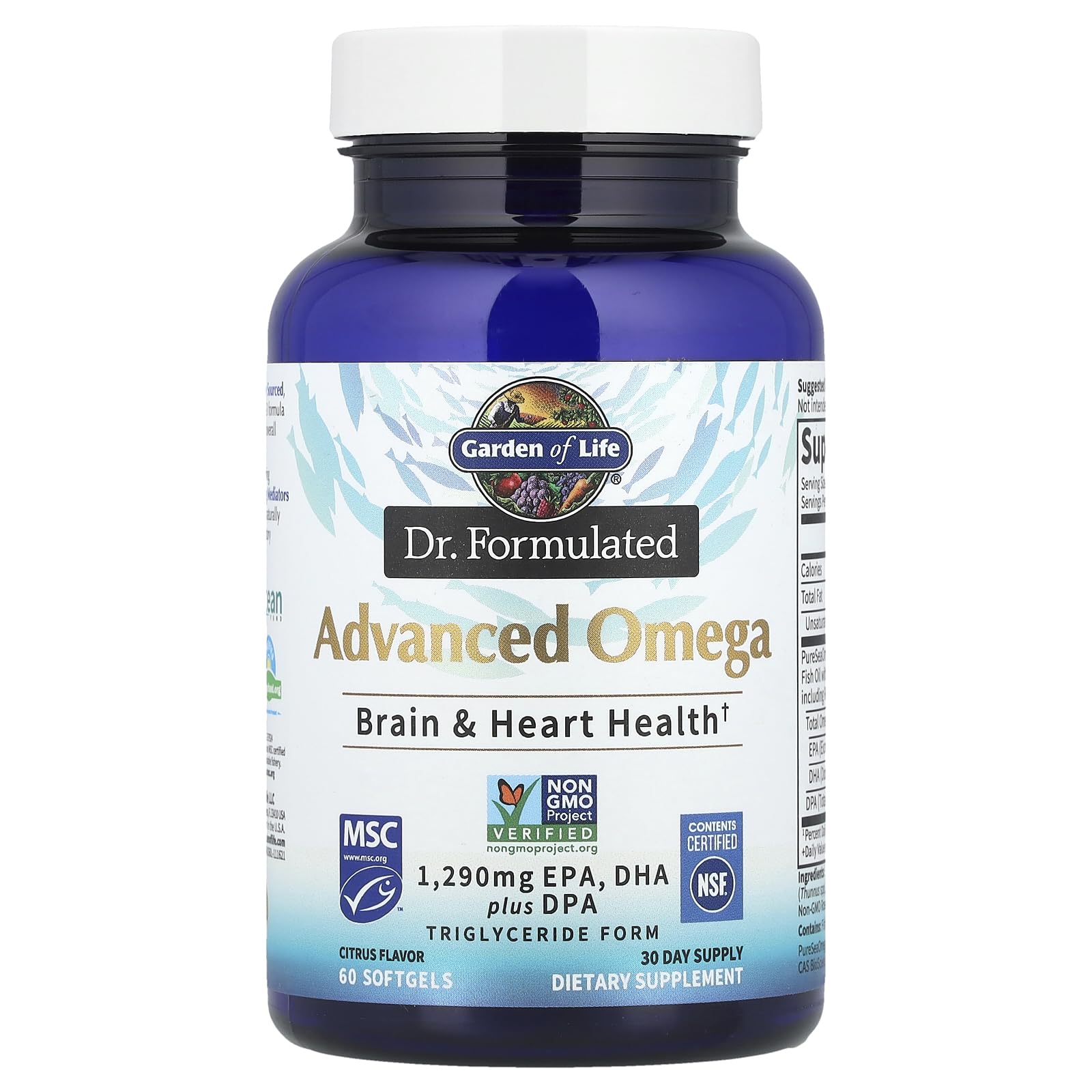 Garden of Life Dr Formulated Omega Fish Oil Lemon – 1,290 mg EPA/DHA + DPA, 60 Softgels