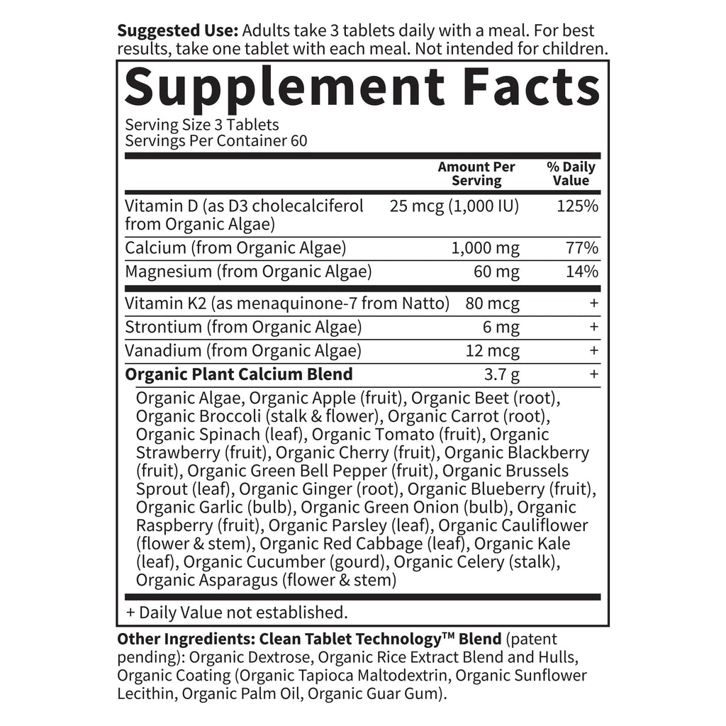 Garden of Life Plant-Based Calcium with Magnesium, D3 & K2 – Gluten-Free, 180 Count