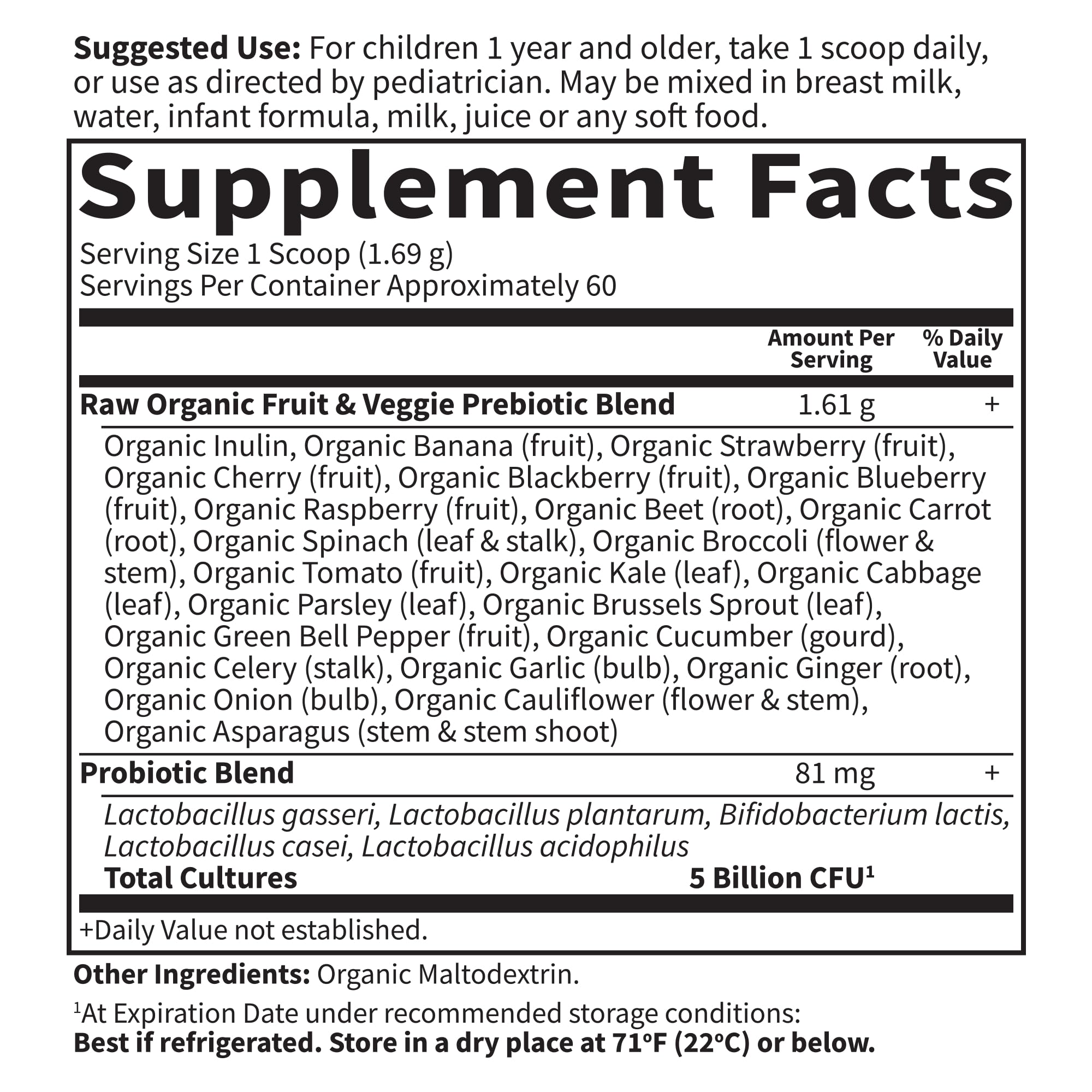 Garden of Life Organic Raw Probiotics for Kids – 5 Billion CFU, 60 Servings