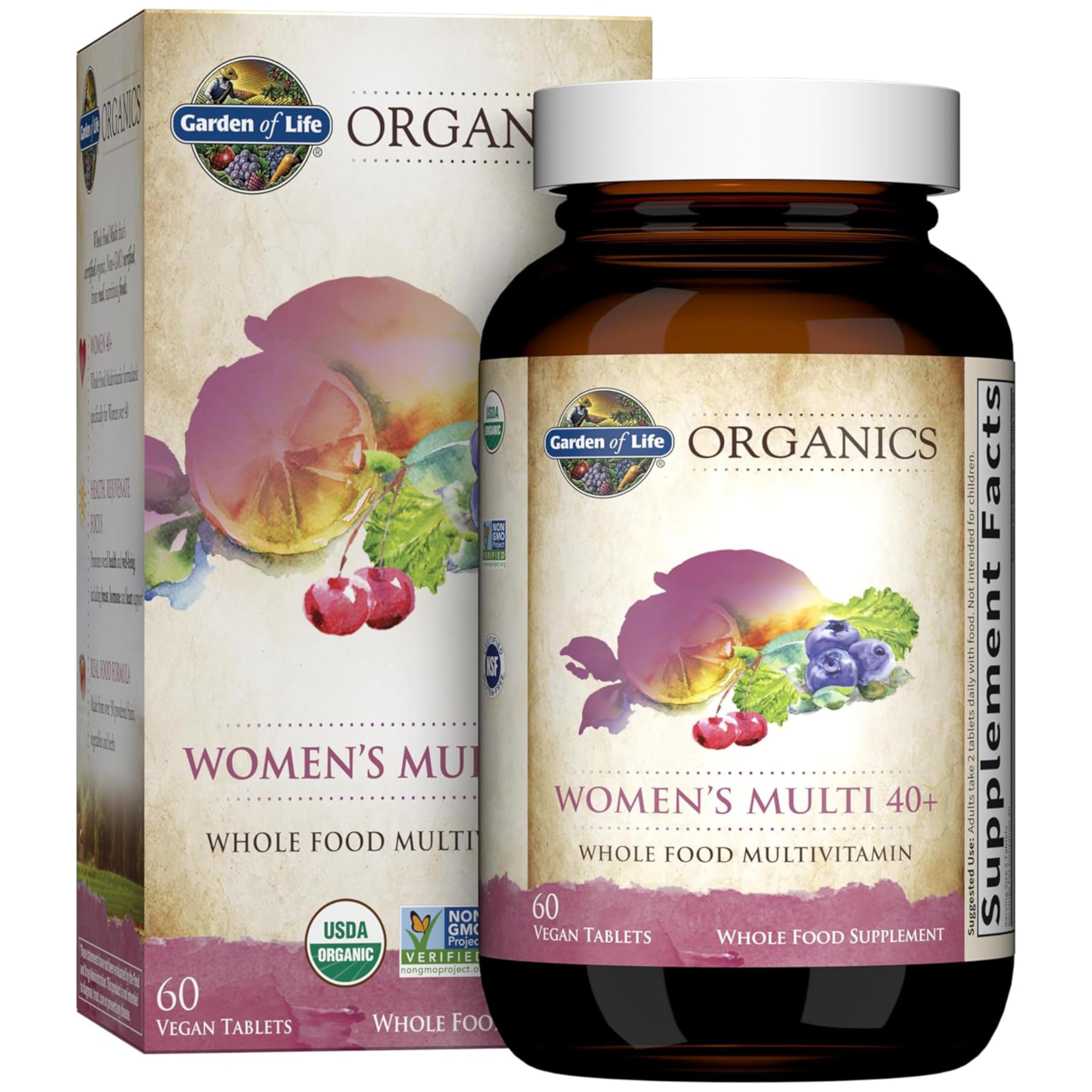 Garden of Life Organics Women 40+ Multivitamin – 60 Tablets, Vegan & Organic