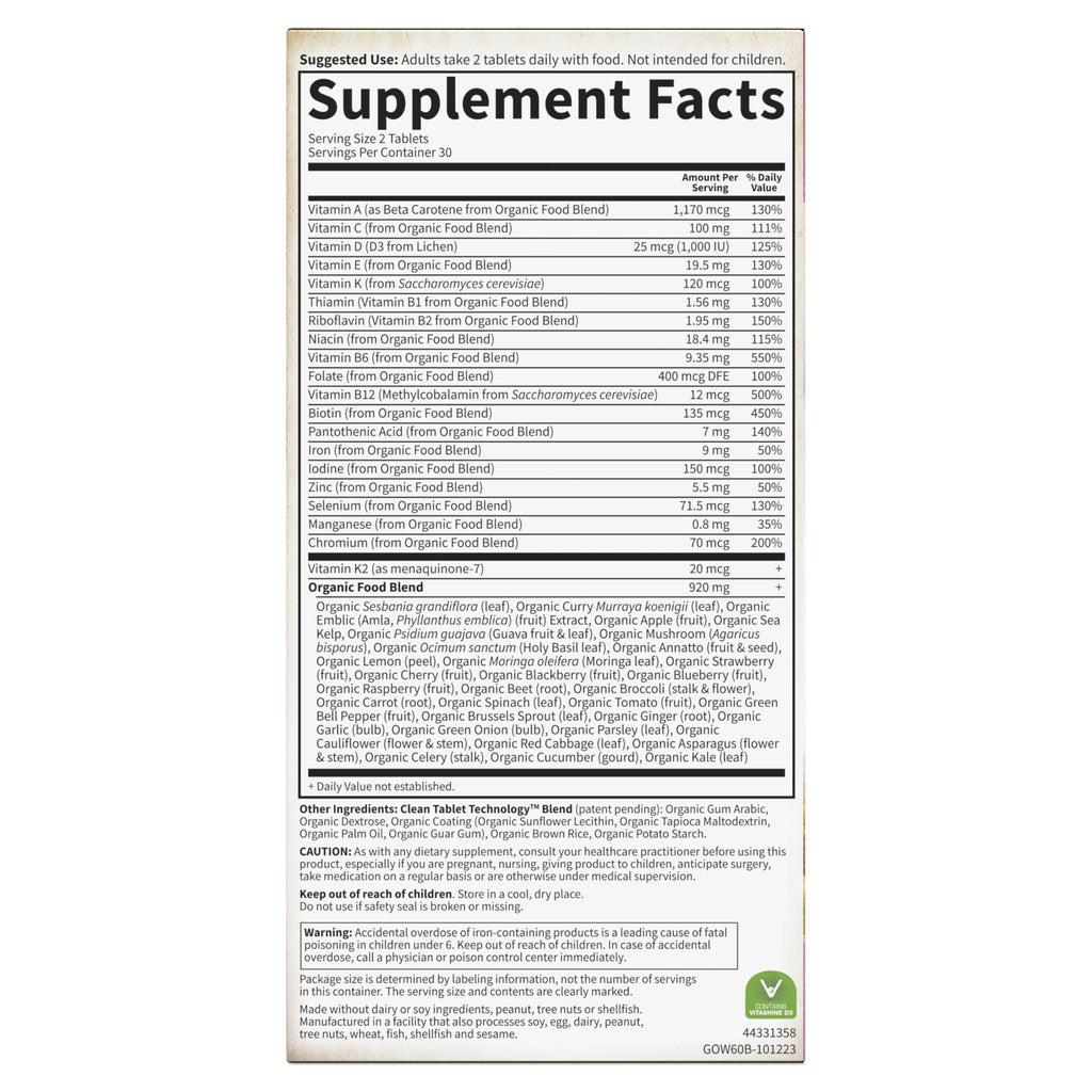 Garden of Life Organics Organic Women's Multivitamin – Vegan Whole-Food Women’s Multi