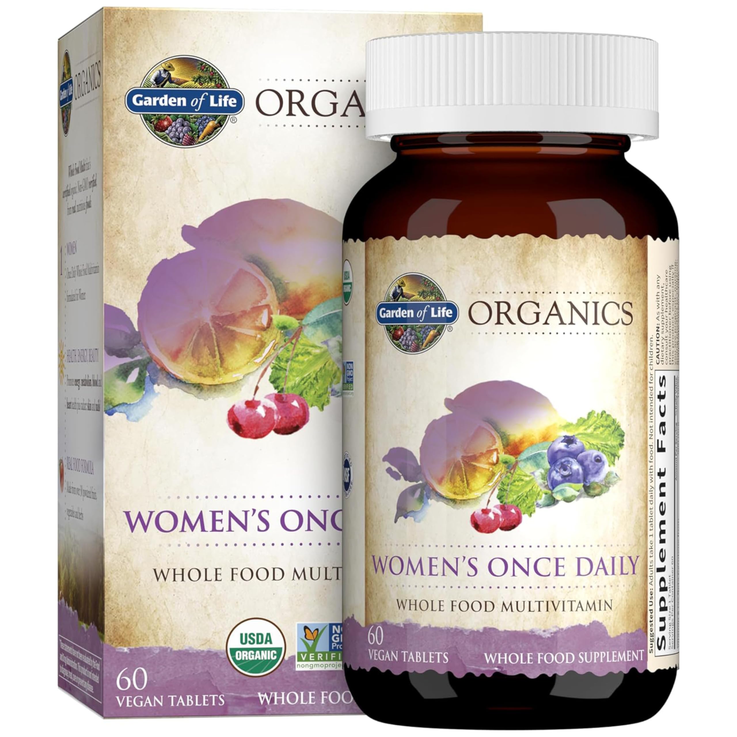Garden of Life Organics Women’s Multivitamin – One Daily, Organic, Vegan (Iron 2.5mg) 60 Tablets