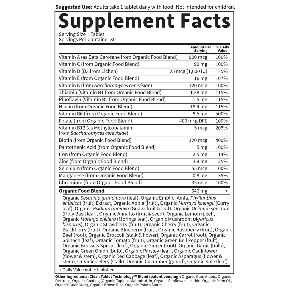 Garden of Life Organics Womens Multivitamin - One Daily Whole-Food Vitamin, 30 Tablets