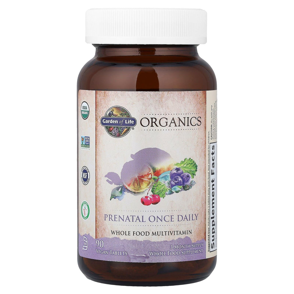 Garden of Life Prenatal Vitamins for Women – Organic Folate, Vegan, Non-GMO, 90-Day Supply