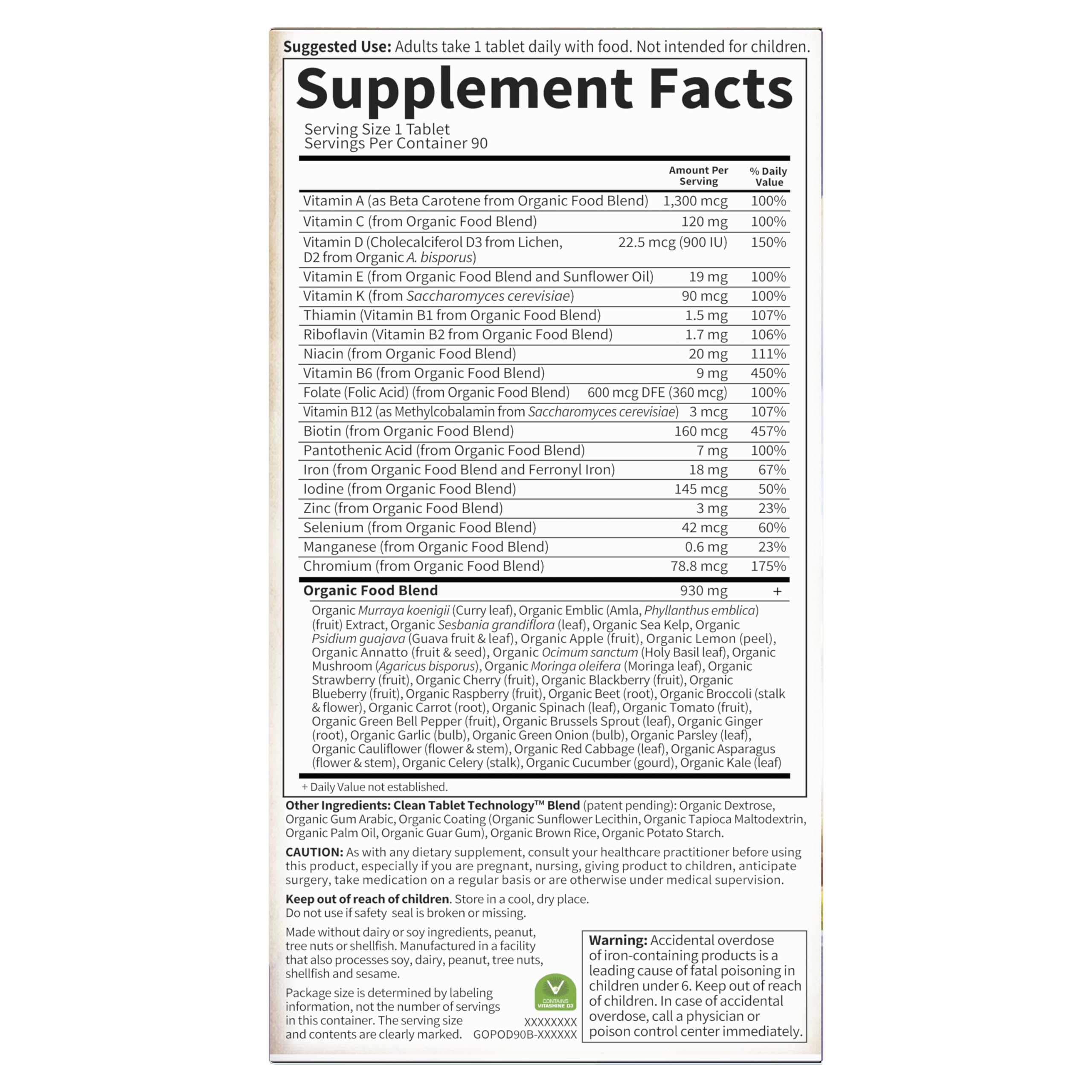 Garden of Life Prenatal Vitamins for Women – Organic Folate, Vegan, Non-GMO, 90-Day Supply