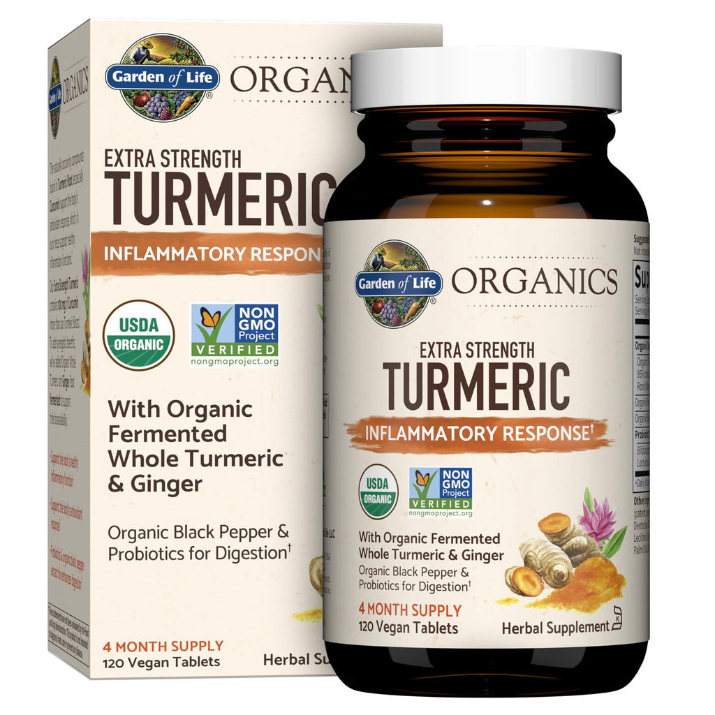 Garden of Life Organic Turmeric Extra Strength 100mg Curcumin – 120 Tablets